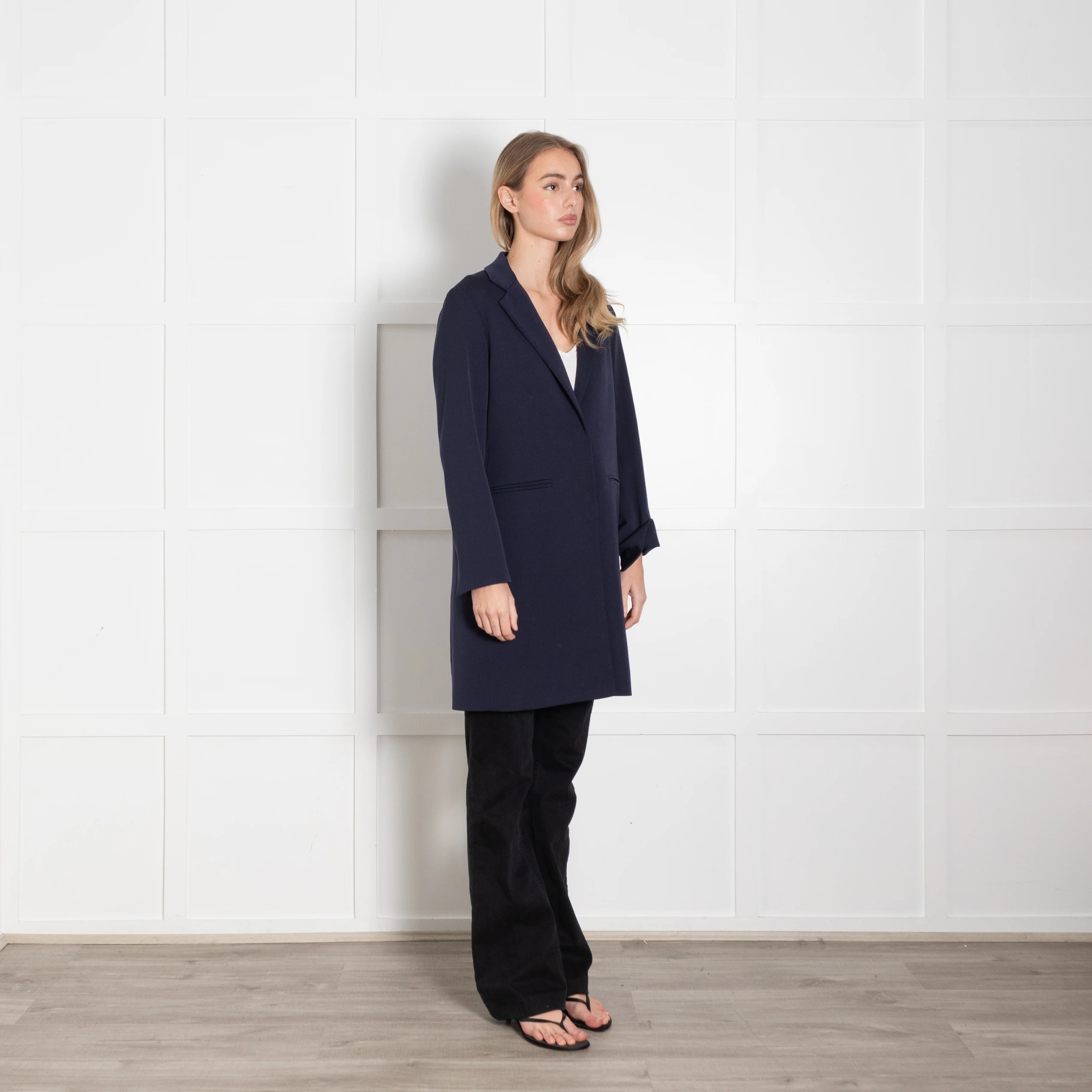 Cinzia Rocca Navy Light Wool Overcoat - Image 7