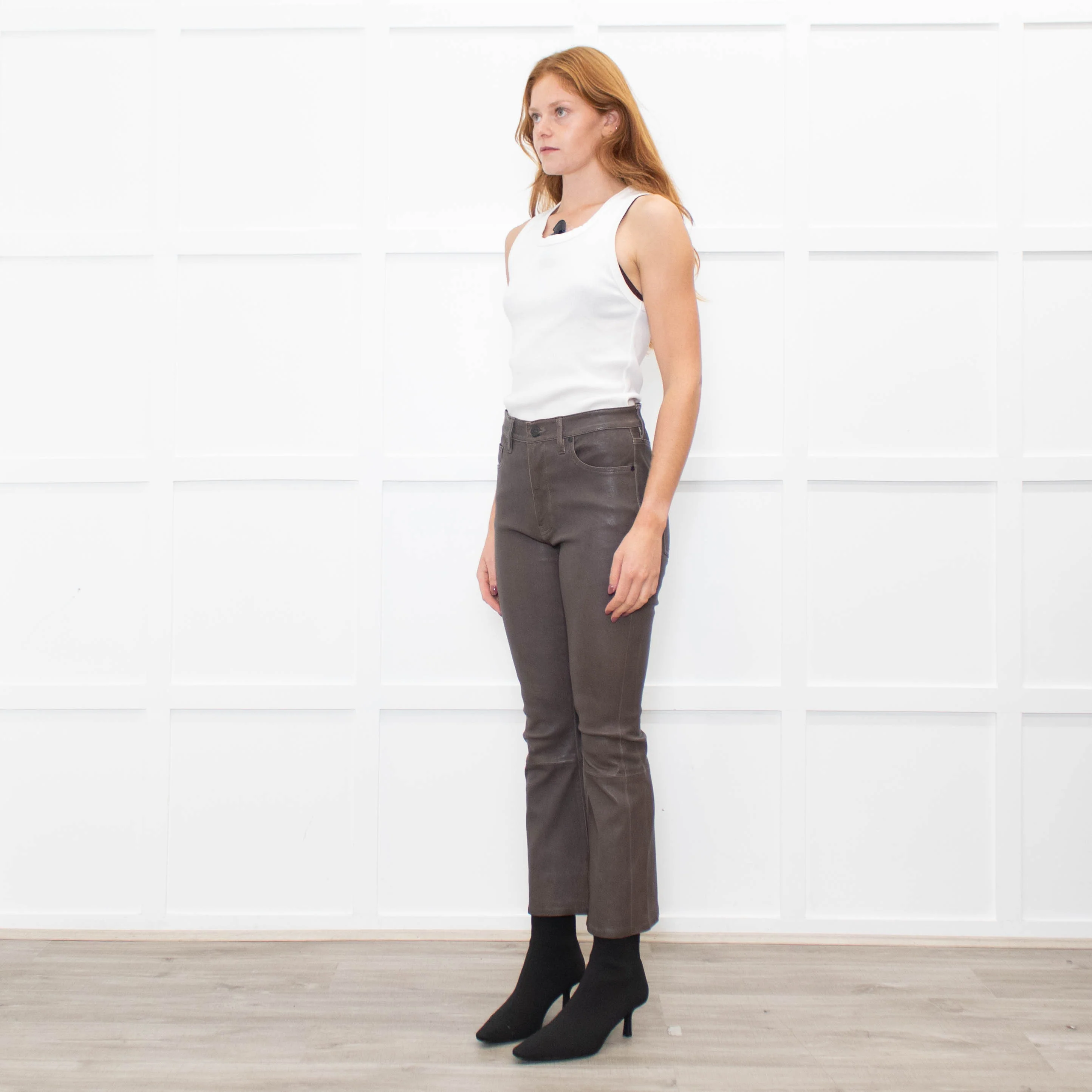 Citizens of Humanity Demy Lambs Leather Cropped Flare Trousers - Image 3