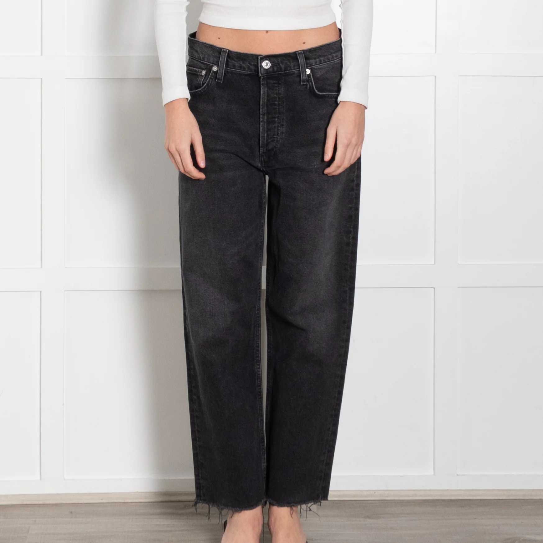 Citizens Of Humanity Grey Raw Edge Straight Leg Jeans - Image 2