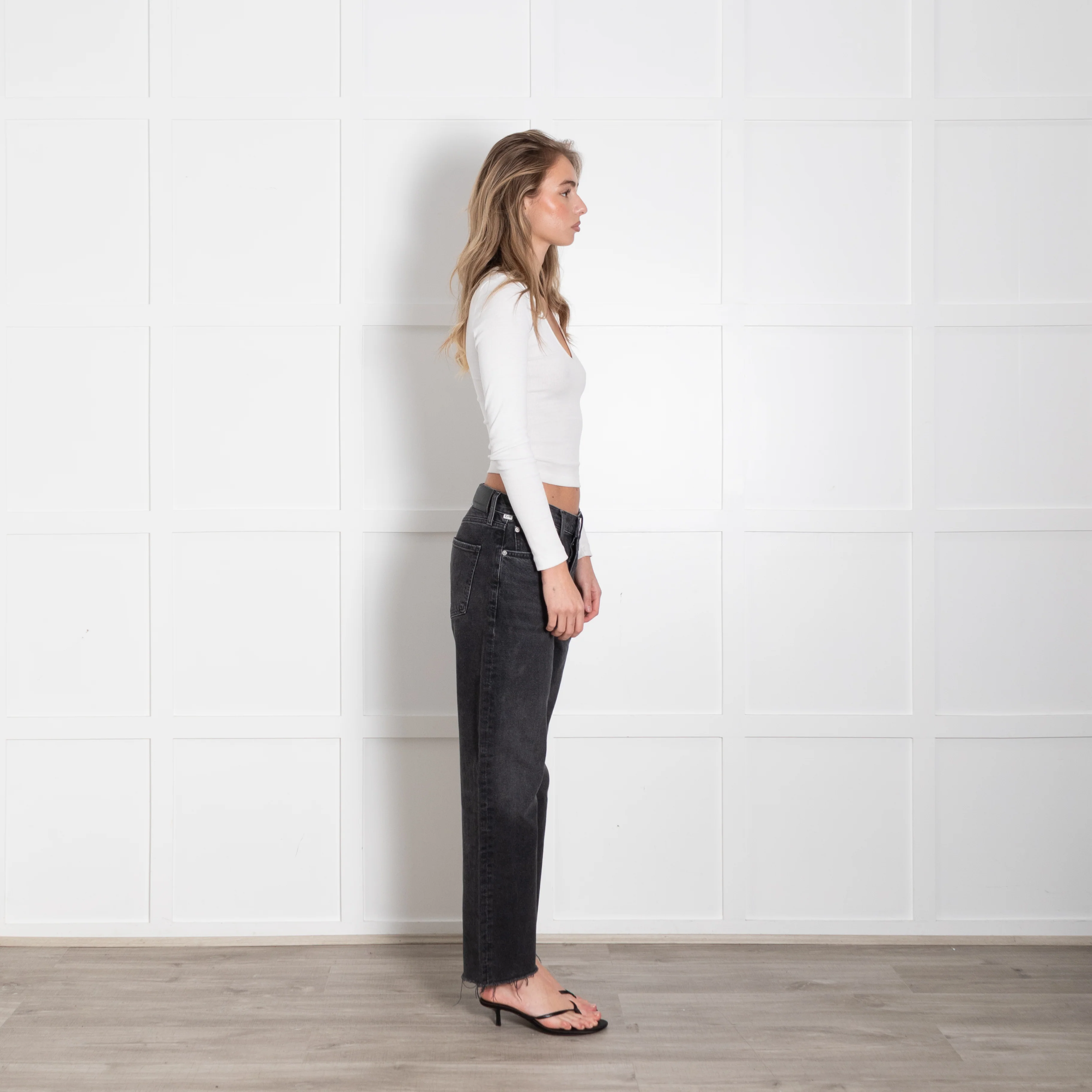 Citizens Of Humanity Grey Raw Edge Straight Leg Jeans - Image 6