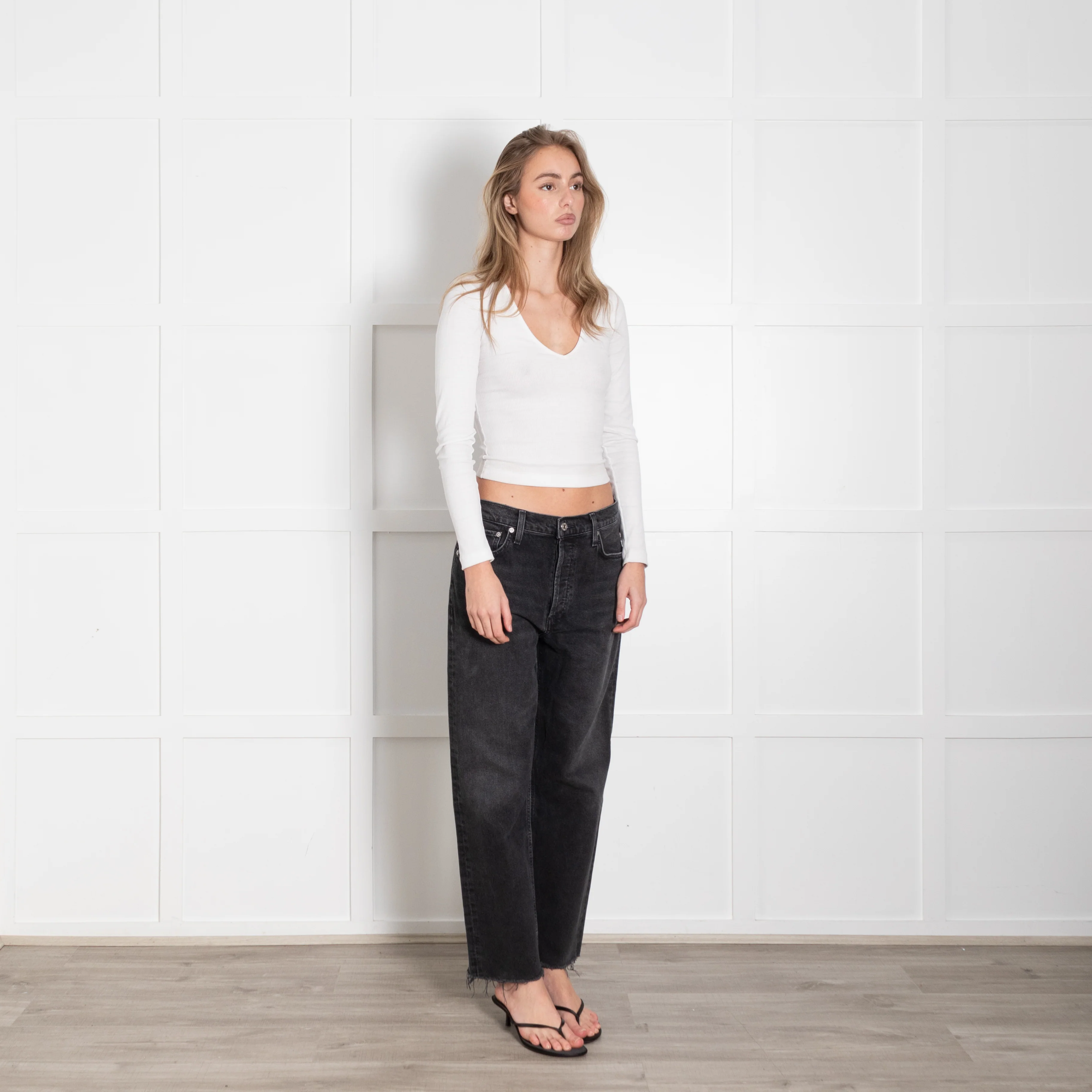 Citizens Of Humanity Grey Raw Edge Straight Leg Jeans - Image 7