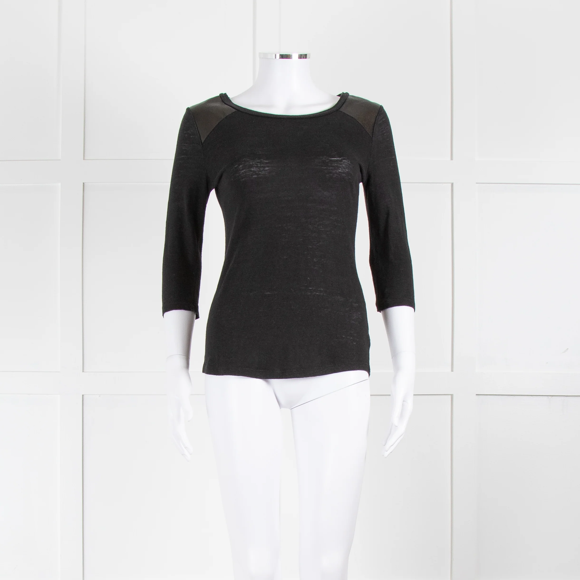 Claudie Pierlot Black Faux Leather Detail T-Shirt
