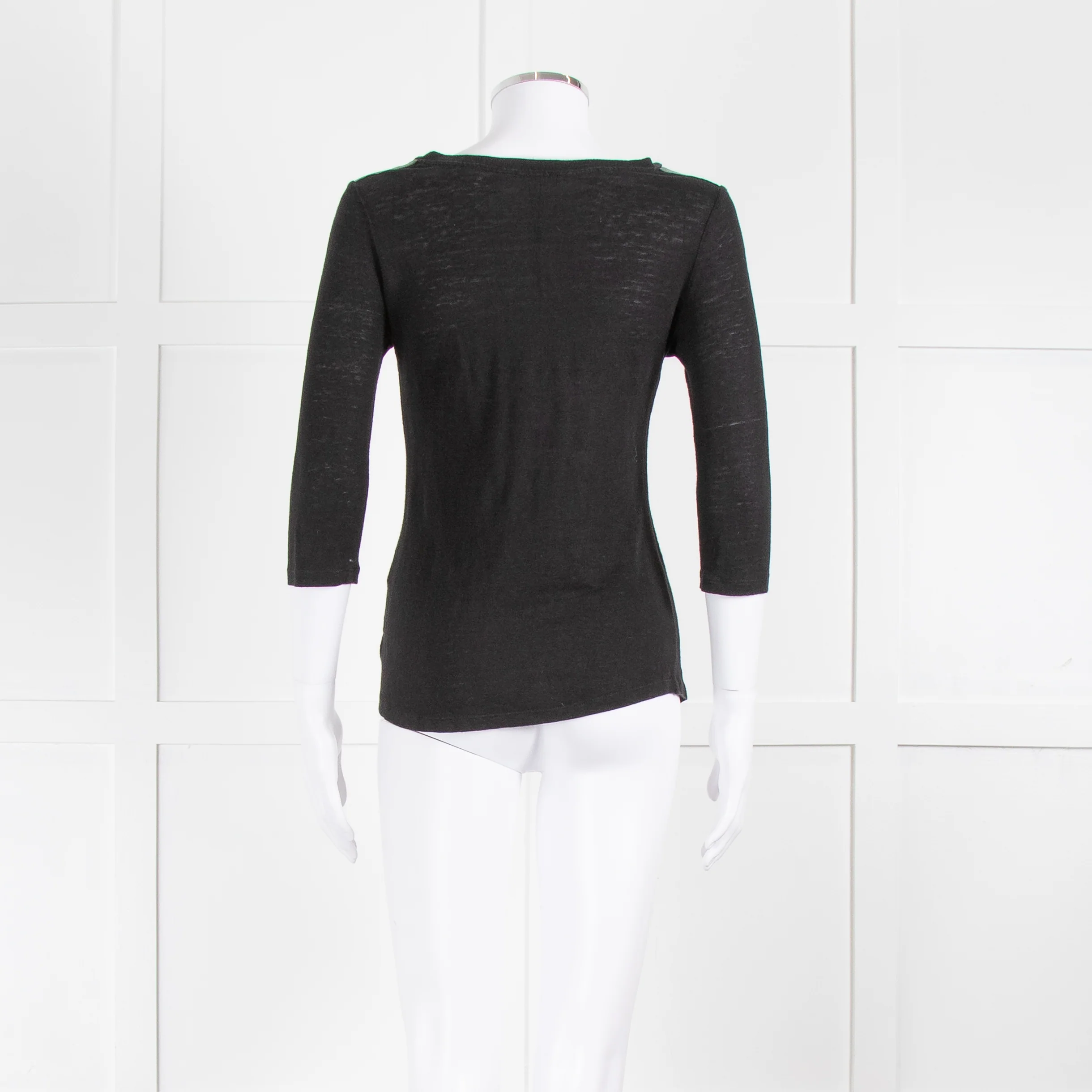 Claudie Pierlot Black Faux Leather Detail T-Shirt - Image 5