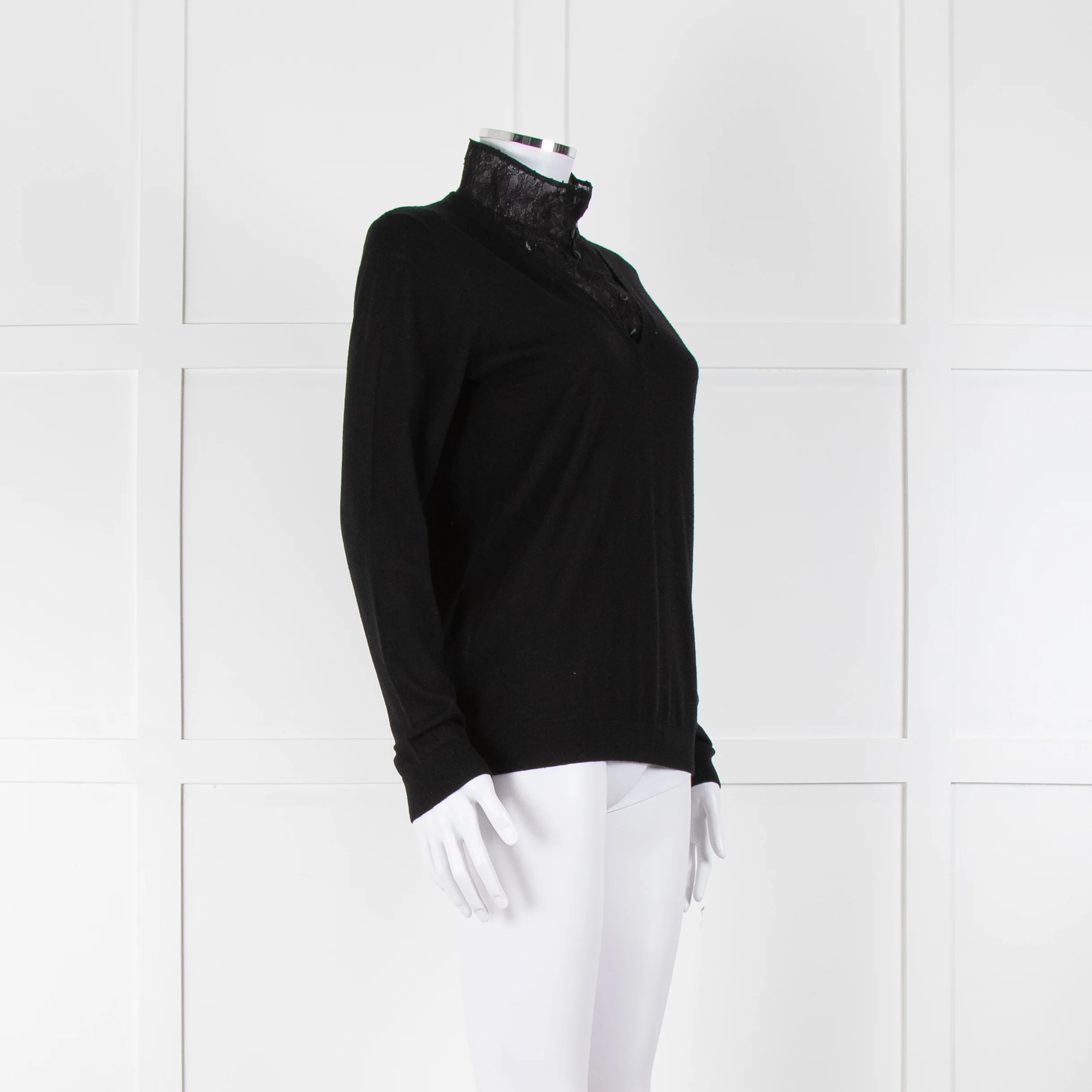 Claudie Pierlot Black Lace Detail Fine Sweater - Image 2