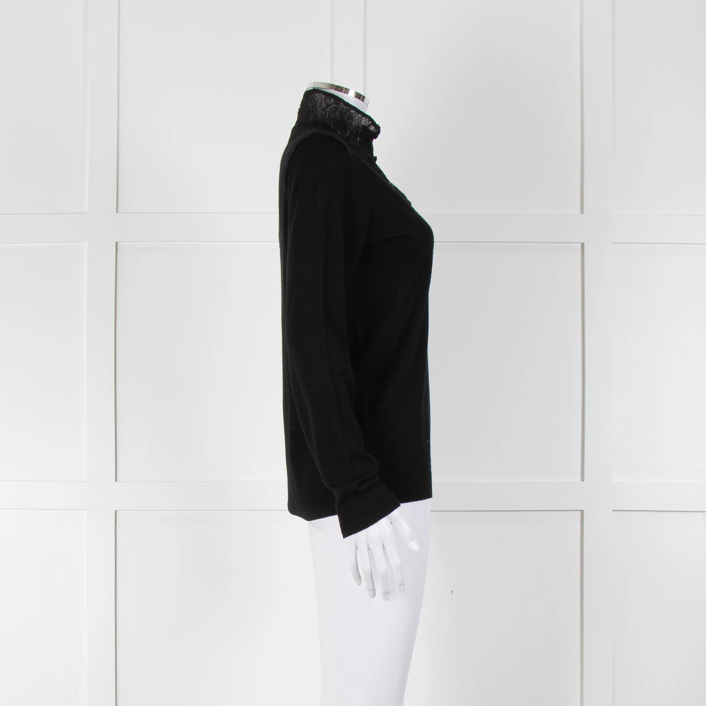 Claudie Pierlot Black Lace Detail Fine Sweater - Image 3