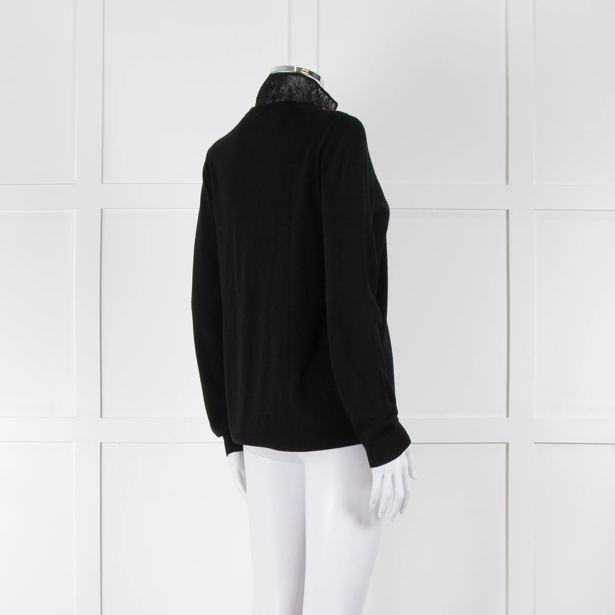 Claudie Pierlot Black Lace Detail Fine Sweater - Image 4