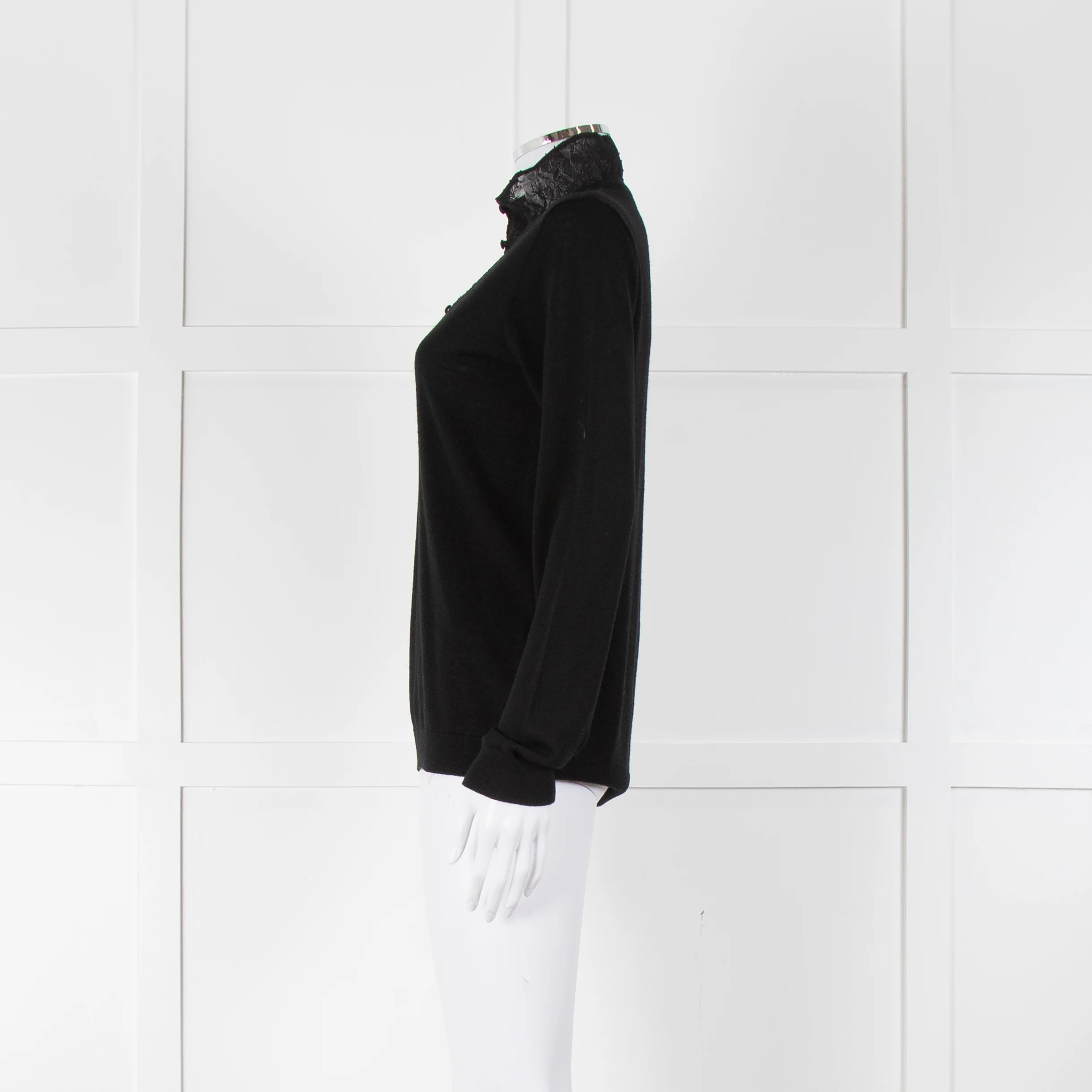 Claudie Pierlot Black Lace Detail Fine Sweater - Image 7