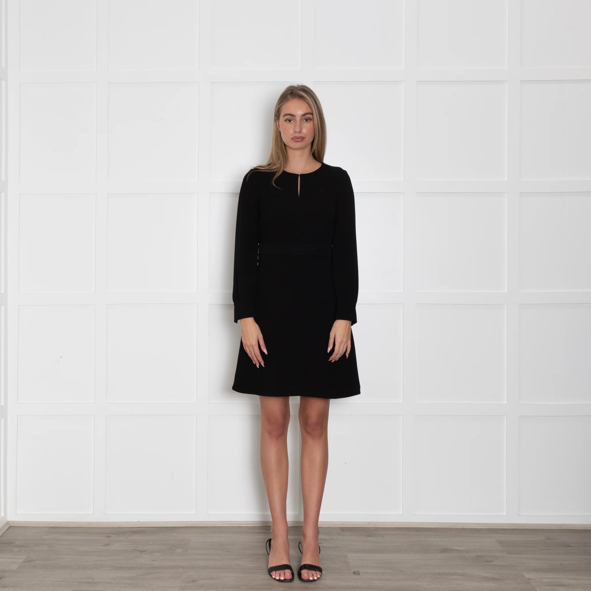 Claudie Pierlot Black Lace Waist Band Detail Midi Dress