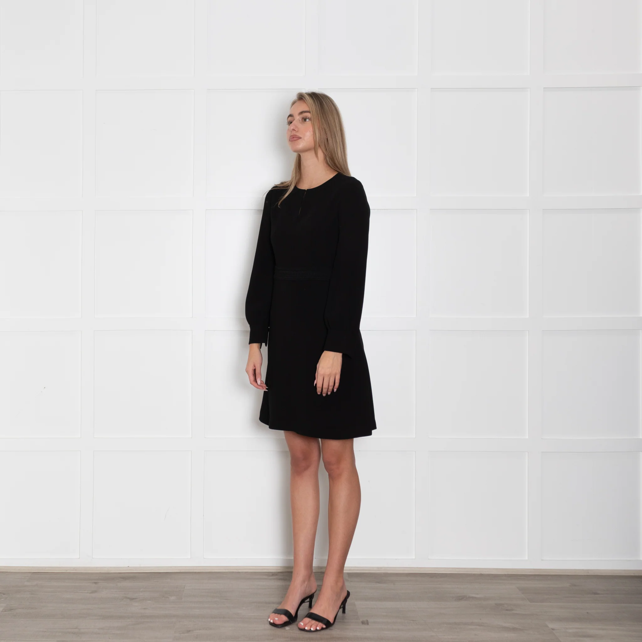 Claudie Pierlot Black Lace Waist Band Detail Midi Dress - Image 3