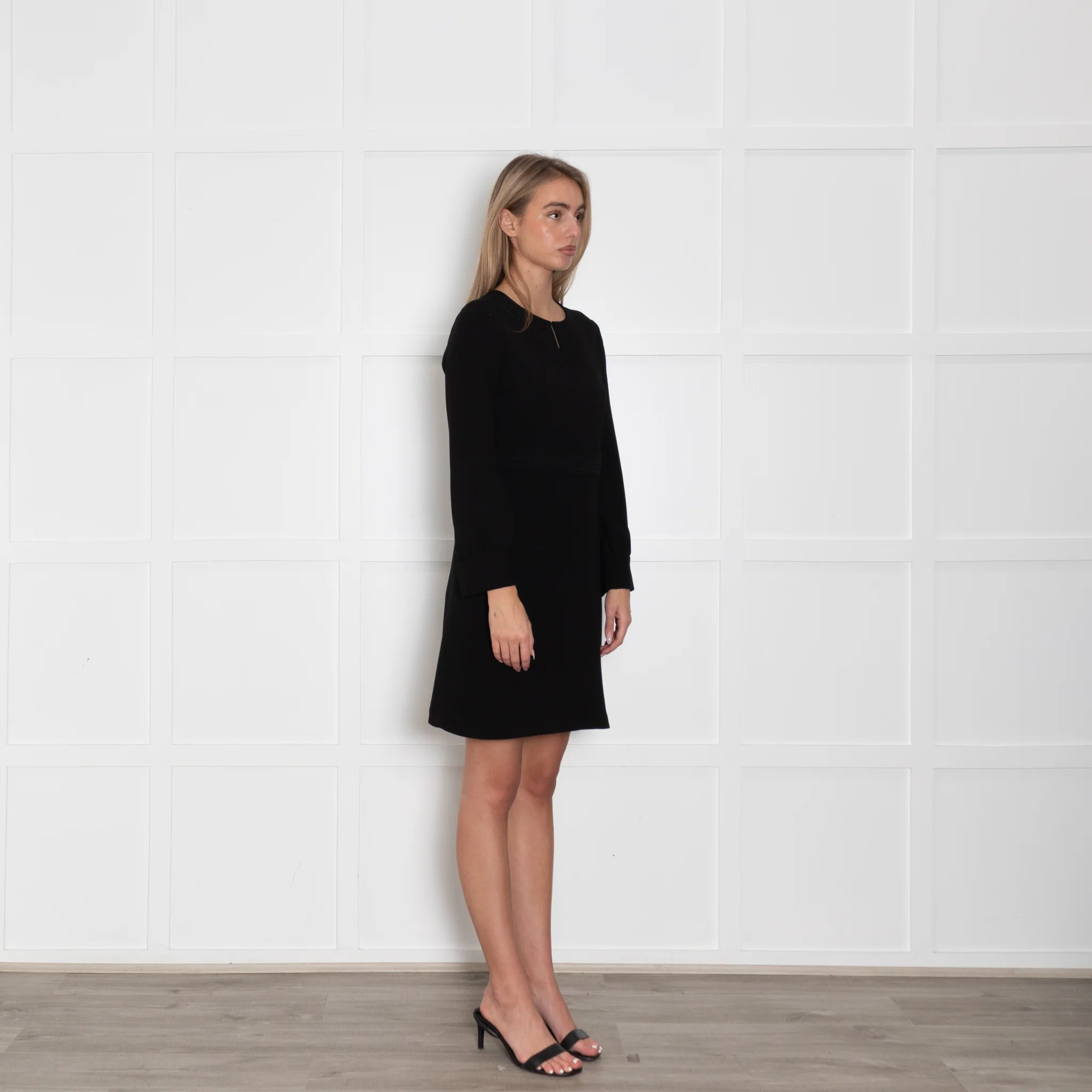 Claudie Pierlot Black Lace Waist Band Detail Midi Dress - Image 7