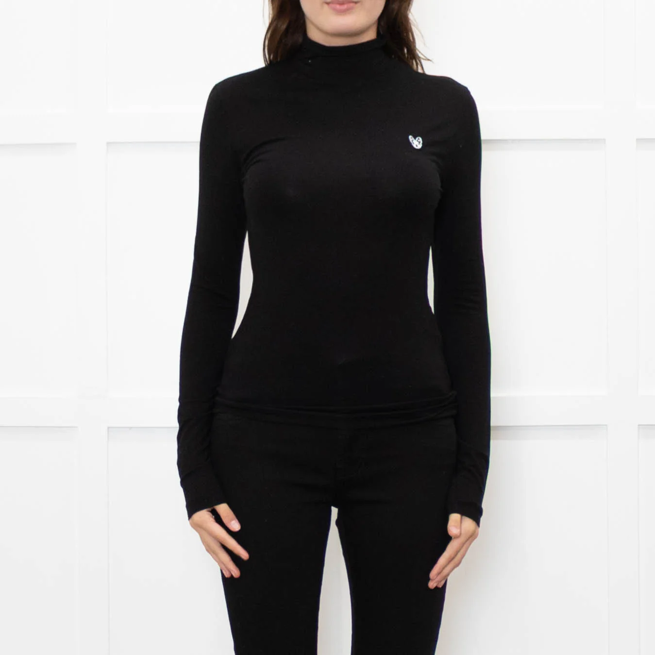 Claudie Pierlot Black Stretch Bulldog Emblem Top - Image 2