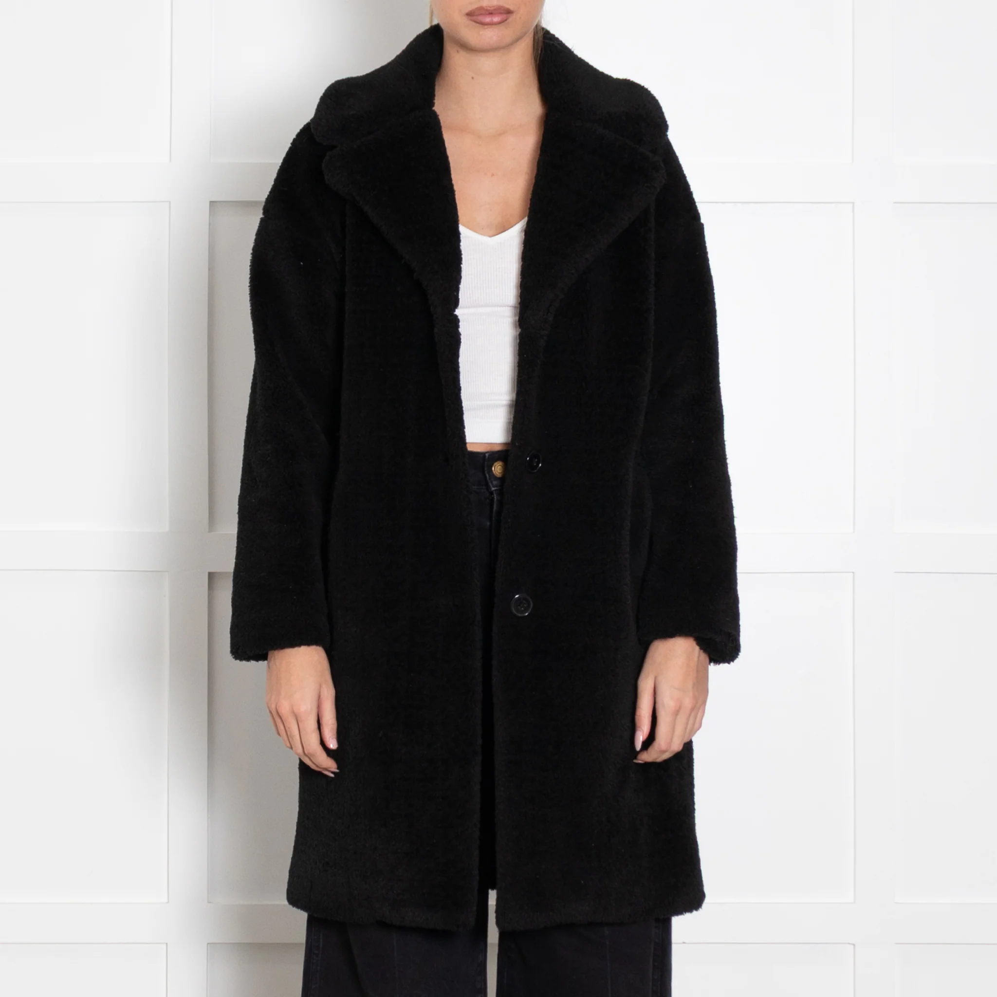 Claudie Pierlot Black Teddy Short Coat - Image 2