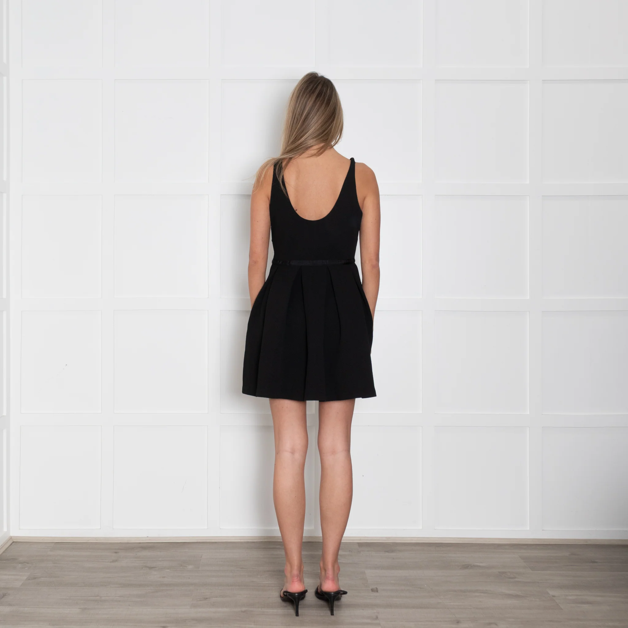 Claudie Pierlot Black Textured Fit And Flare Sleeveless Mini Dress - Image 5