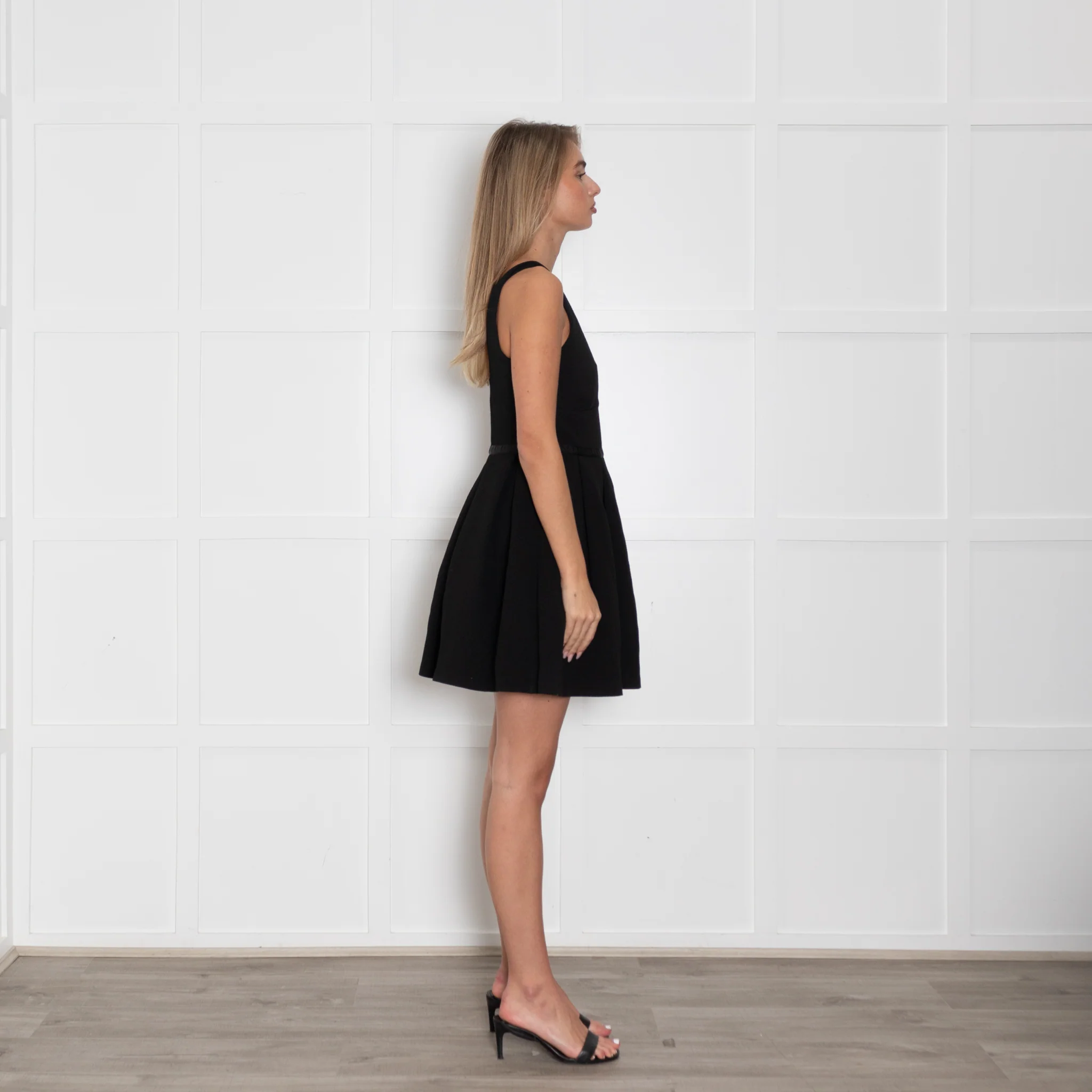 Claudie Pierlot Black Textured Fit And Flare Sleeveless Mini Dress - Image 6