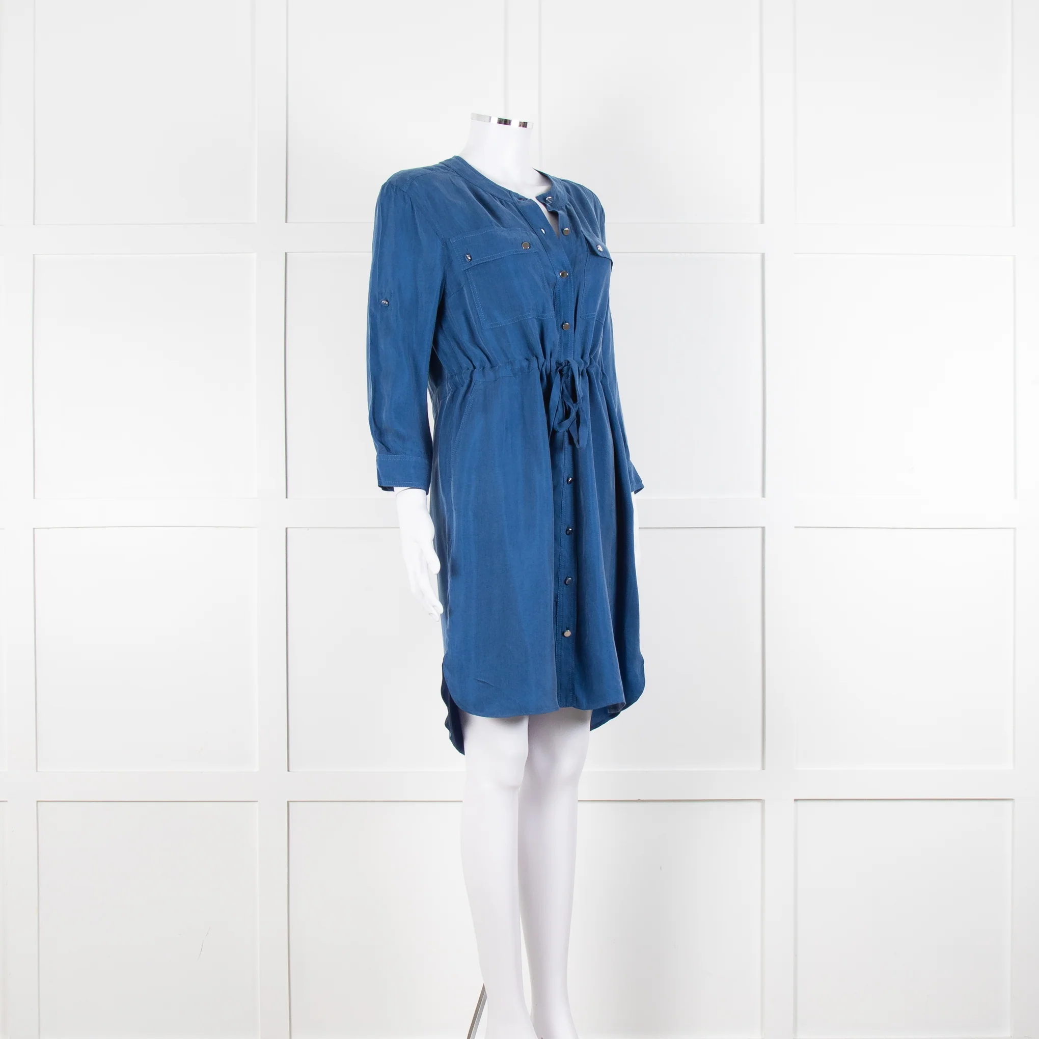 Claudie Pierlot Blue Silk Knee Length Shirt Dress - Image 2