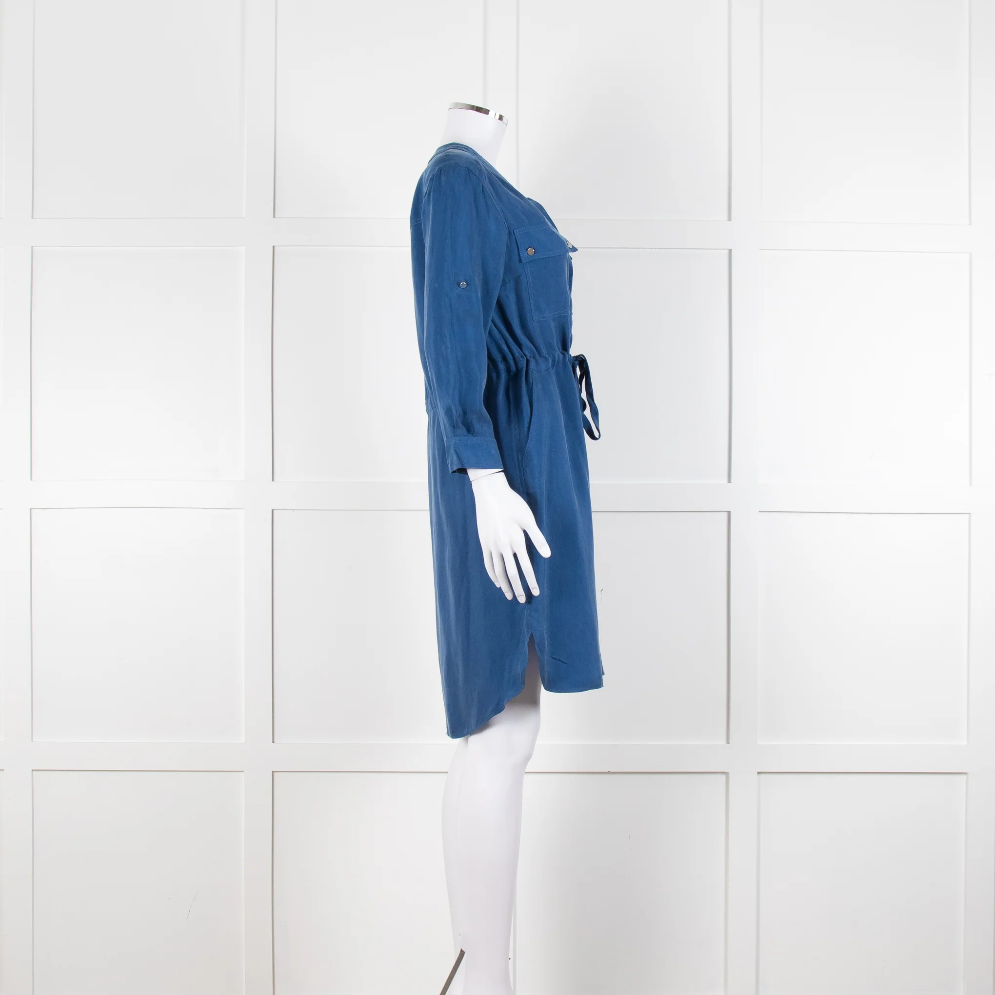Claudie Pierlot Blue Silk Knee Length Shirt Dress - Image 3