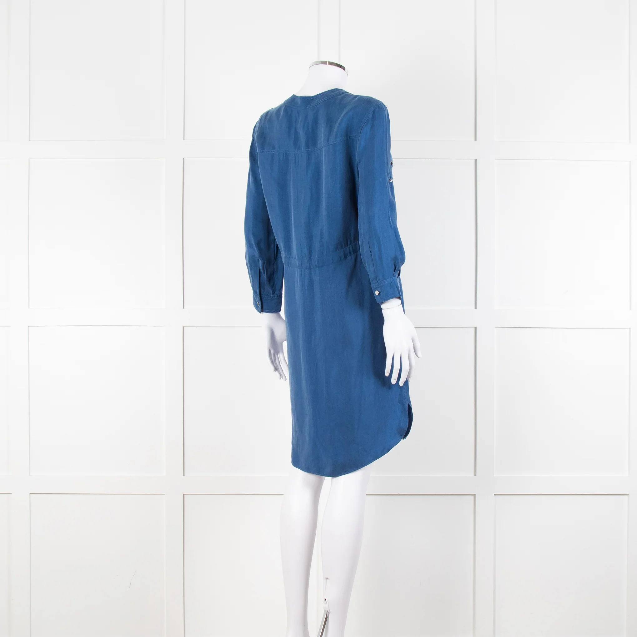 Claudie Pierlot Blue Silk Knee Length Shirt Dress - Image 4
