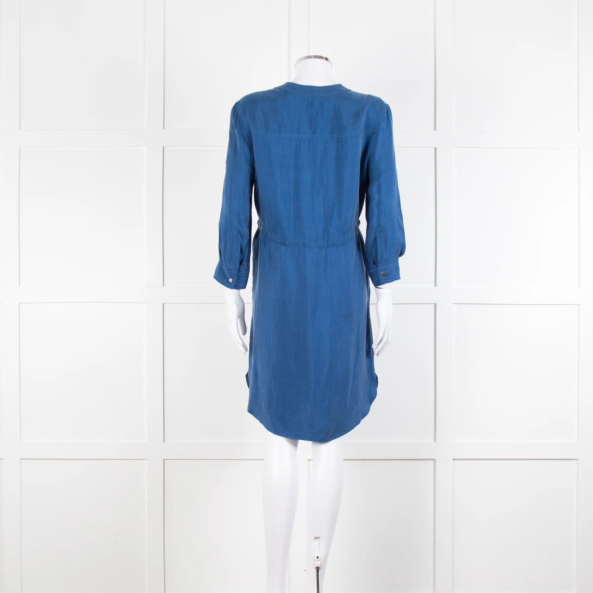 Claudie Pierlot Blue Silk Knee Length Shirt Dress - Image 5