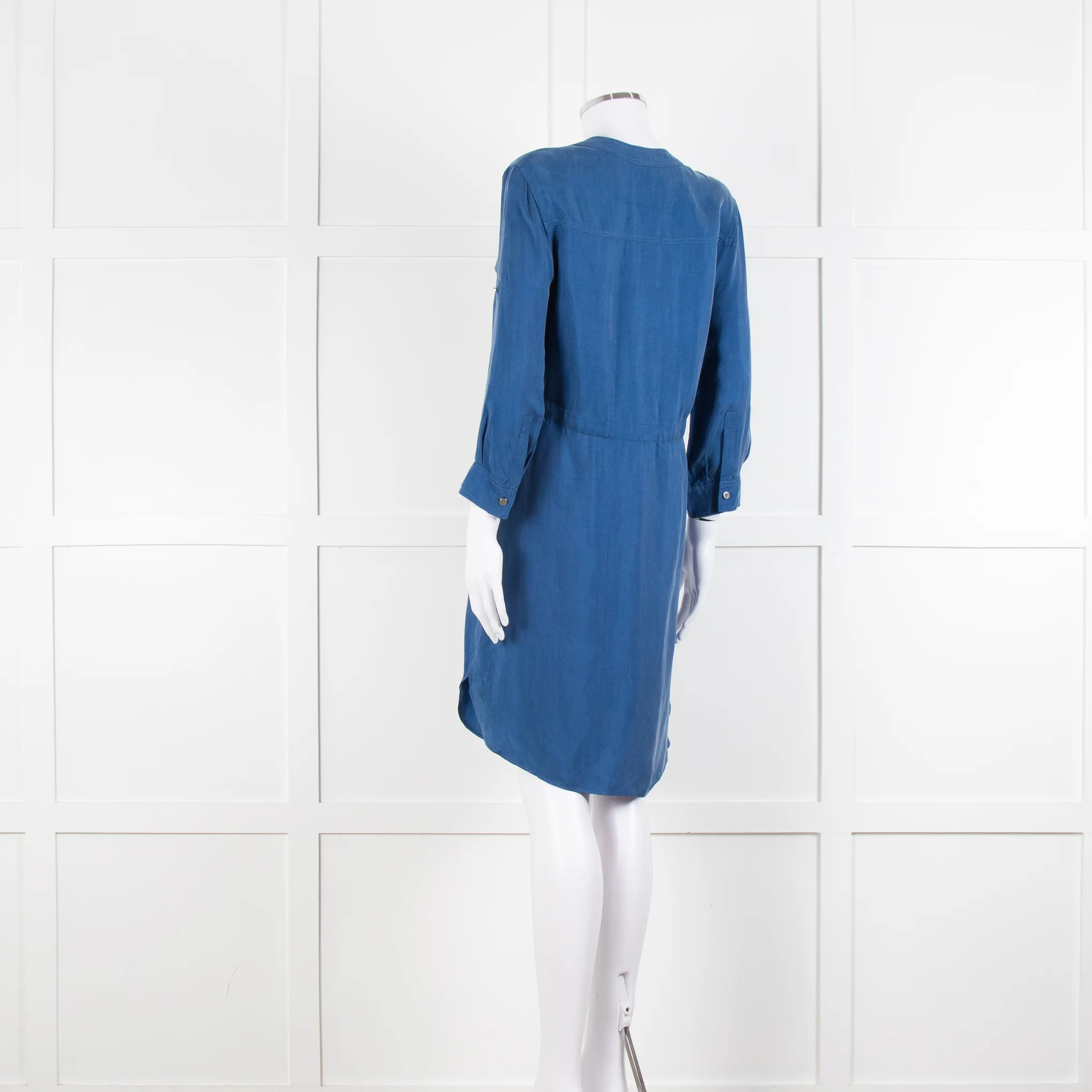 Claudie Pierlot Blue Silk Knee Length Shirt Dress - Image 6