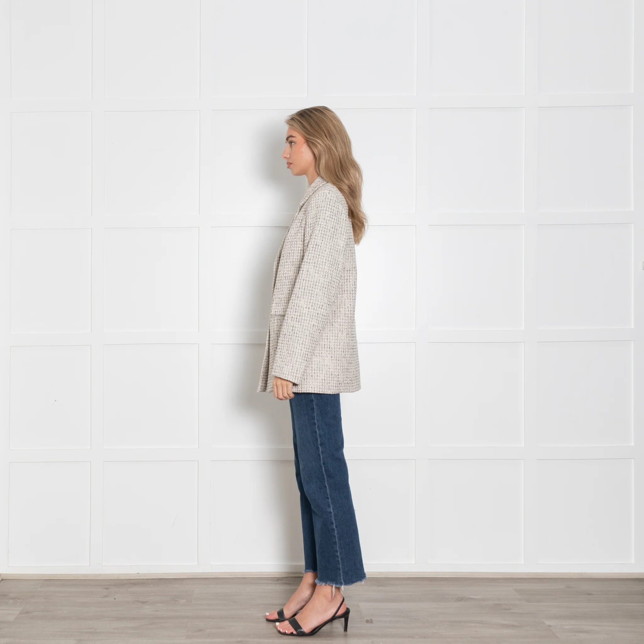 Claudie Pierlot Cream and Beige Tweed Blazer - Image 4
