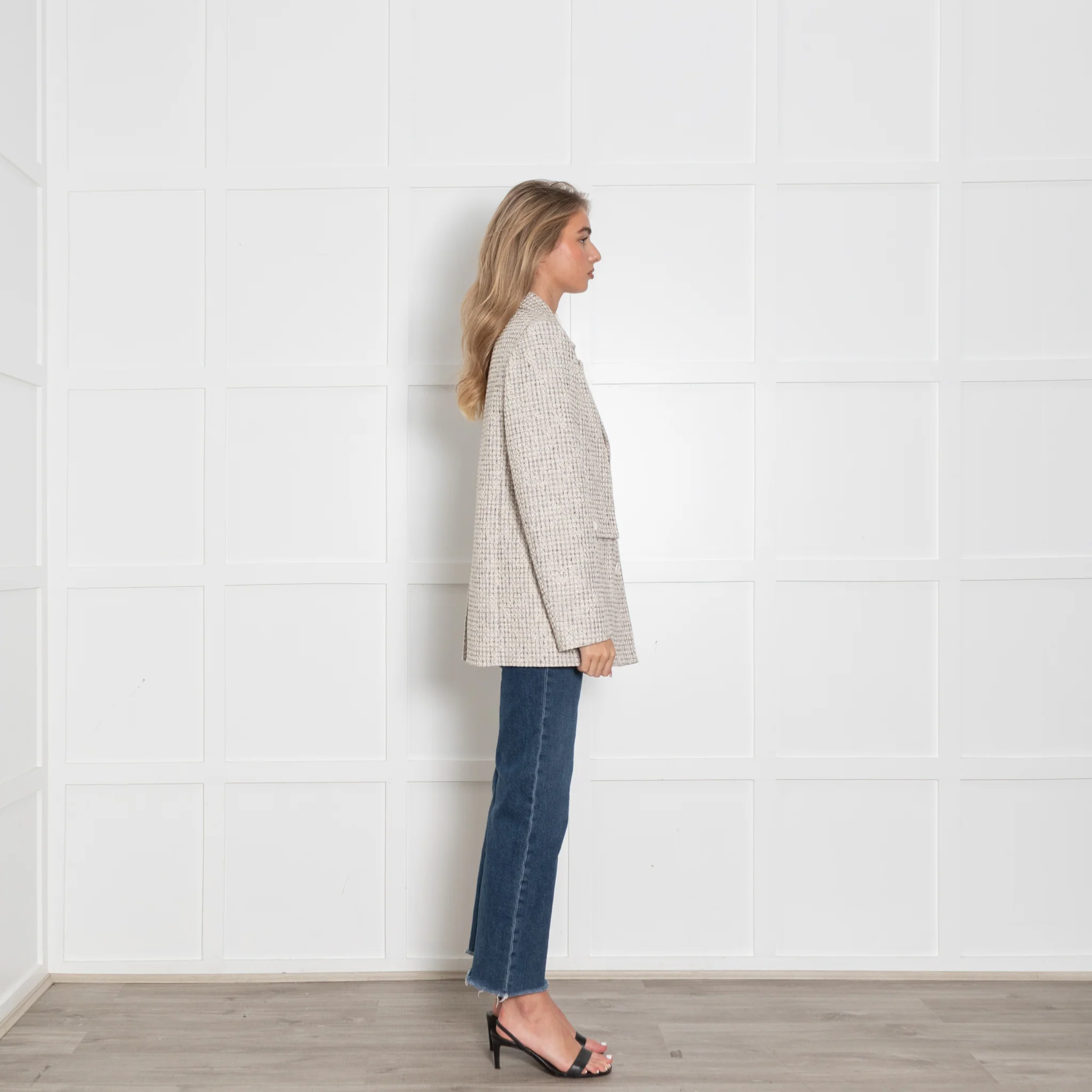 Claudie Pierlot Cream and Beige Tweed Blazer - Image 6