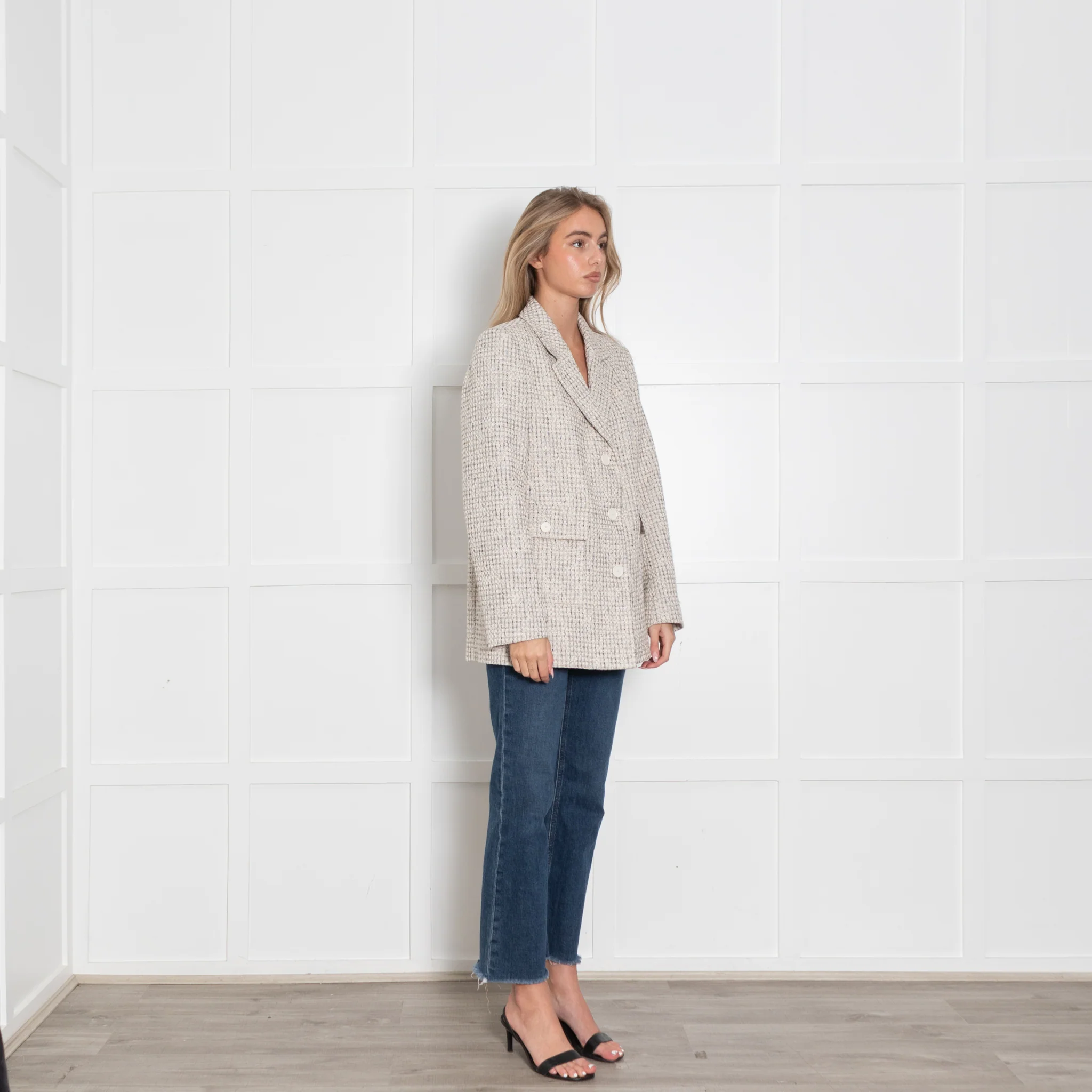 Claudie Pierlot Cream and Beige Tweed Blazer - Image 7