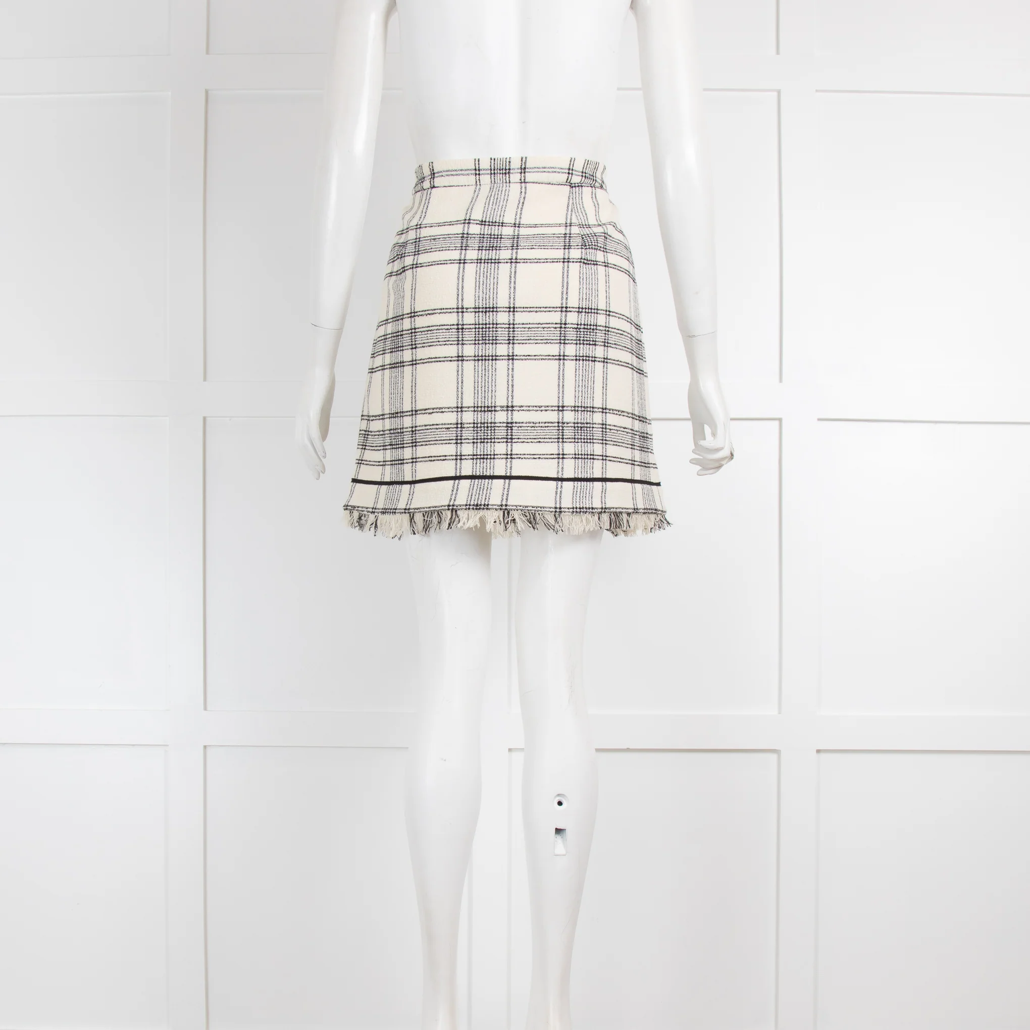 Claudie Pierlot Cream & Black Tweed Check Skirt - Image 3