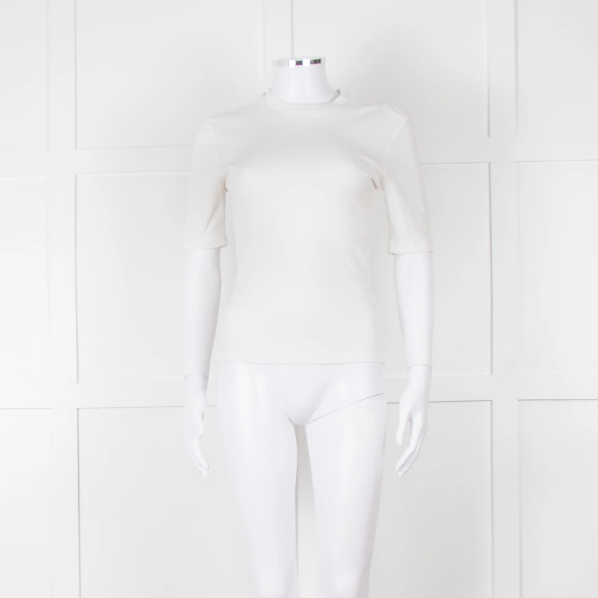 Claudie Pierlot White Lace Detail Shoulder Short Sleeve Top
