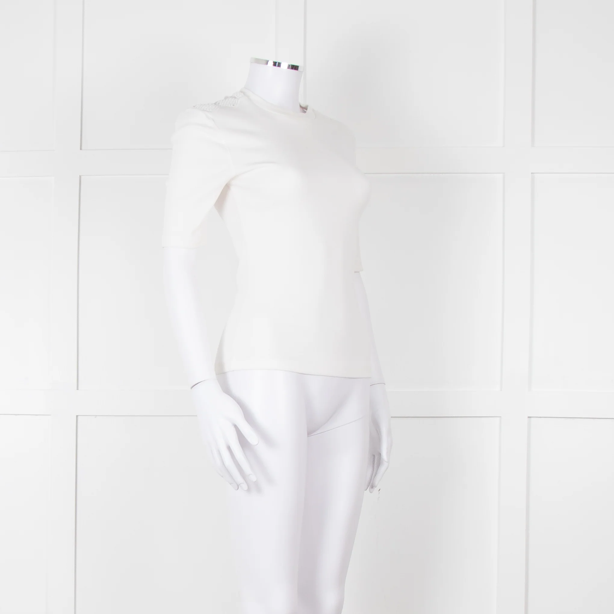 Claudie Pierlot White Lace Detail Shoulder Short Sleeve Top - Image 2