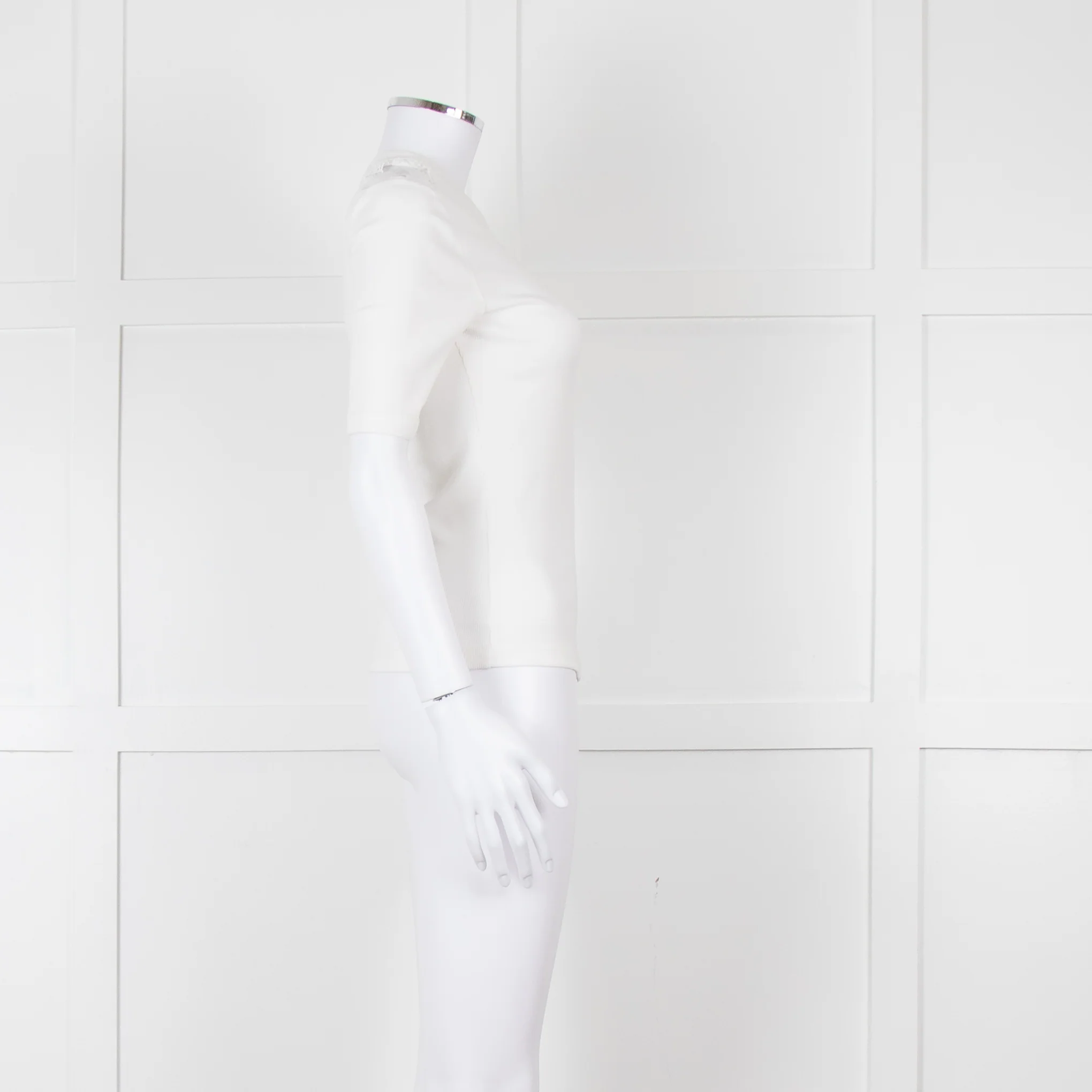 Claudie Pierlot White Lace Detail Shoulder Short Sleeve Top - Image 3