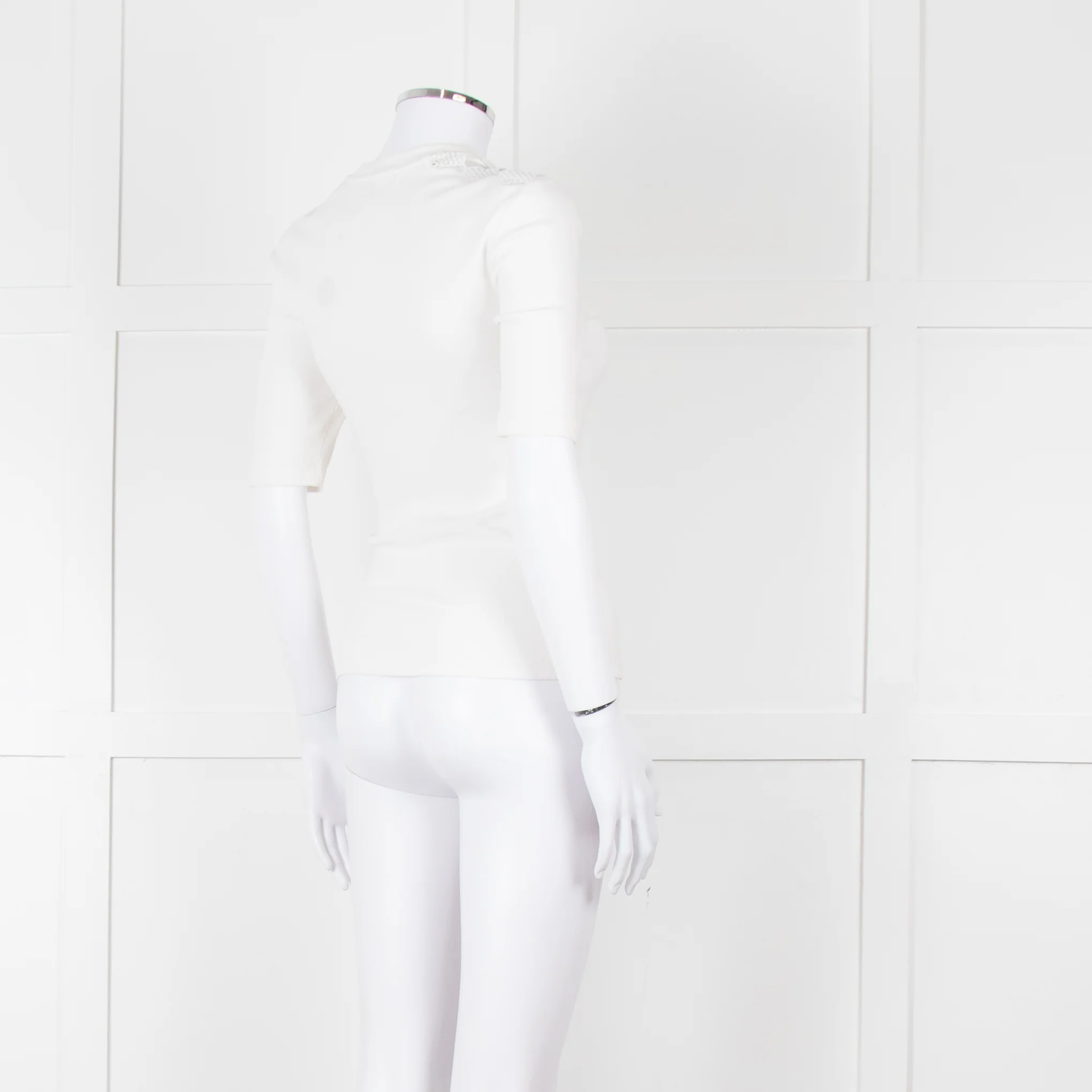 Claudie Pierlot White Lace Detail Shoulder Short Sleeve Top - Image 4