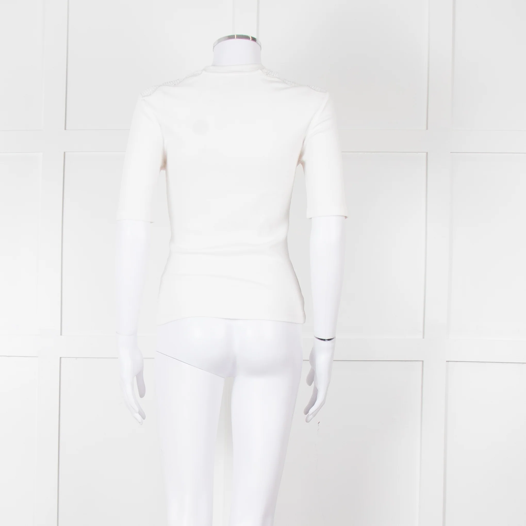 Claudie Pierlot White Lace Detail Shoulder Short Sleeve Top - Image 5