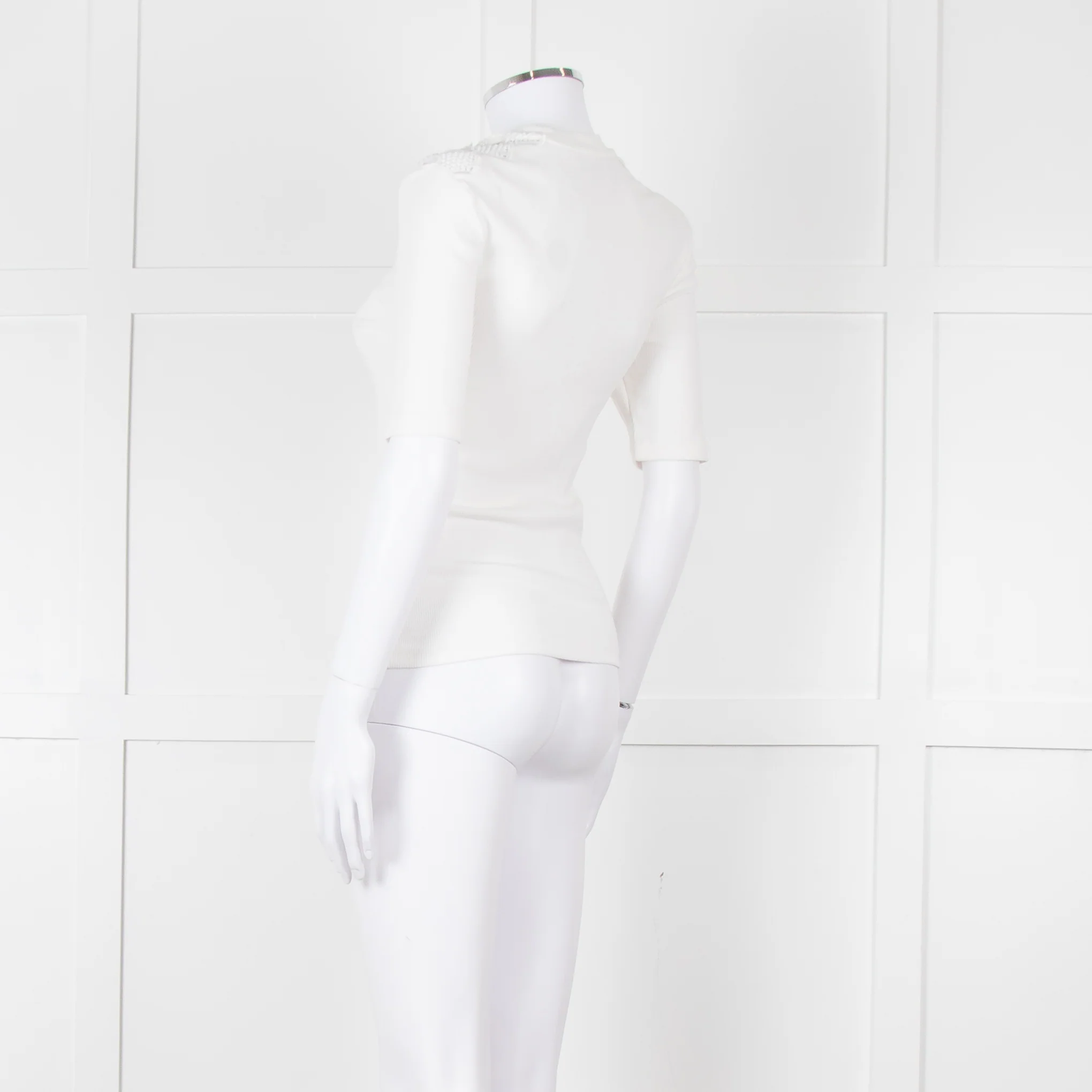 Claudie Pierlot White Lace Detail Shoulder Short Sleeve Top - Image 6