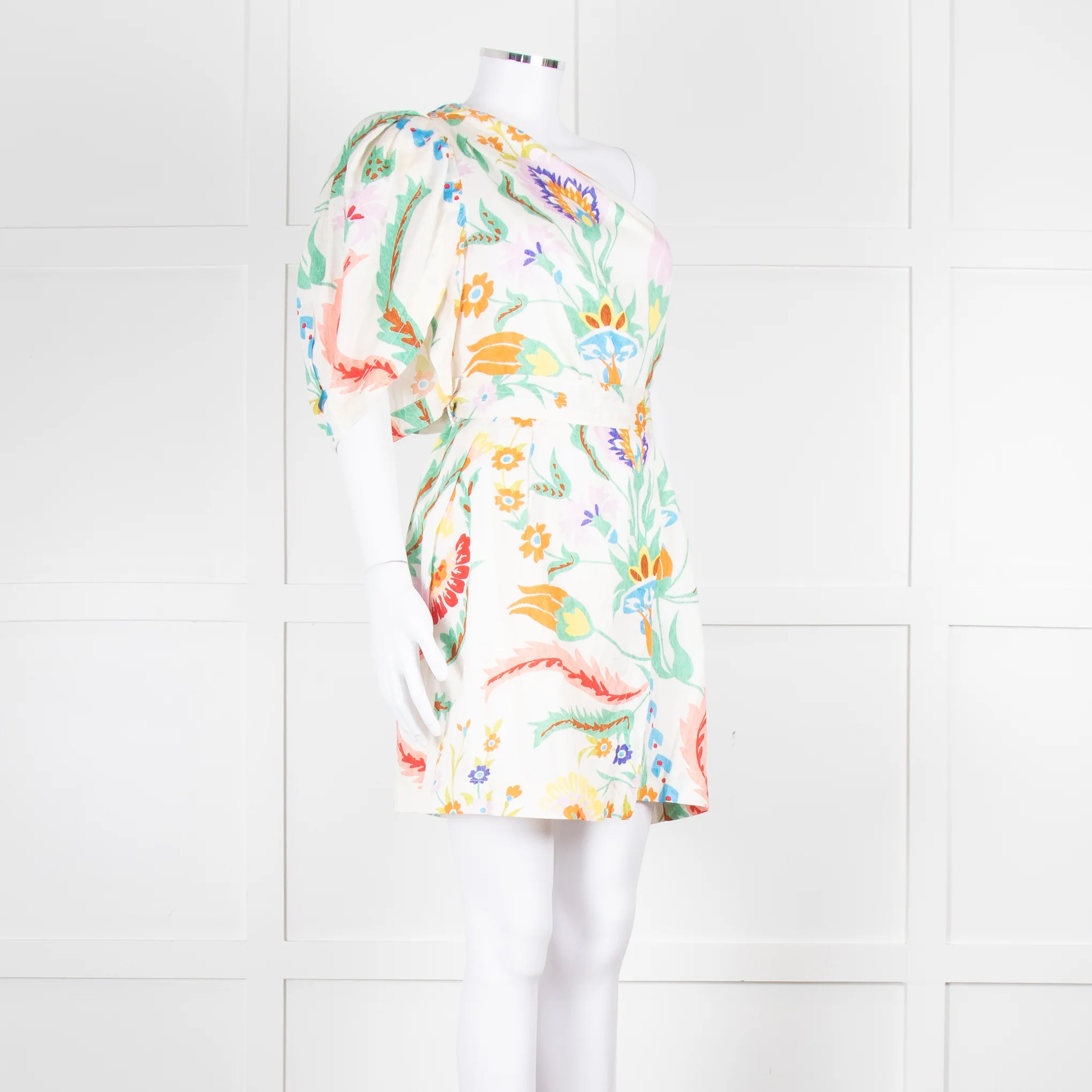 Claudie Pierlot Cream Multicolour Floral One Shoulder Belted Dress - Image 2