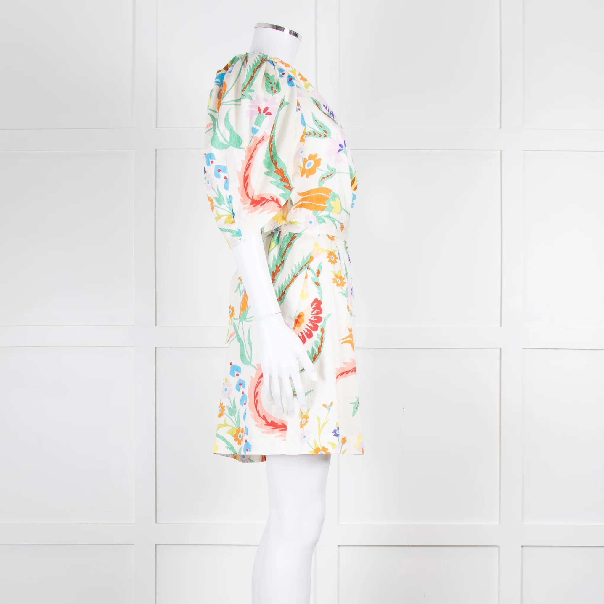 Claudie Pierlot Cream Multicolour Floral One Shoulder Belted Dress - Image 3