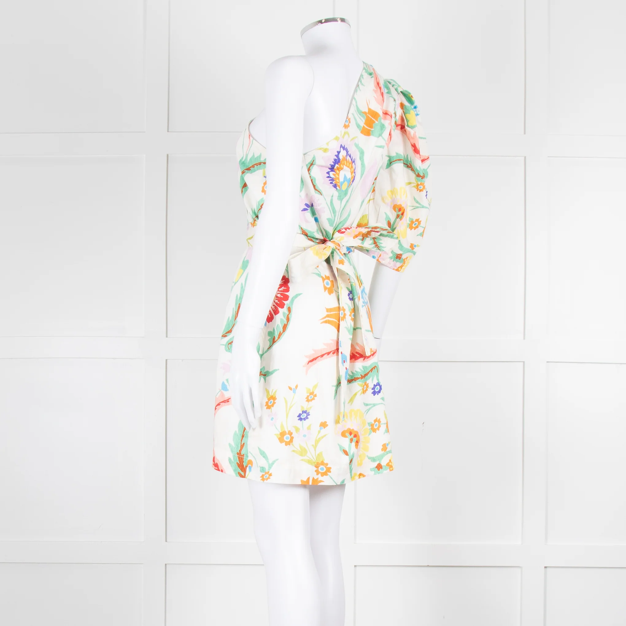 Claudie Pierlot Cream Multicolour Floral One Shoulder Belted Dress - Image 6