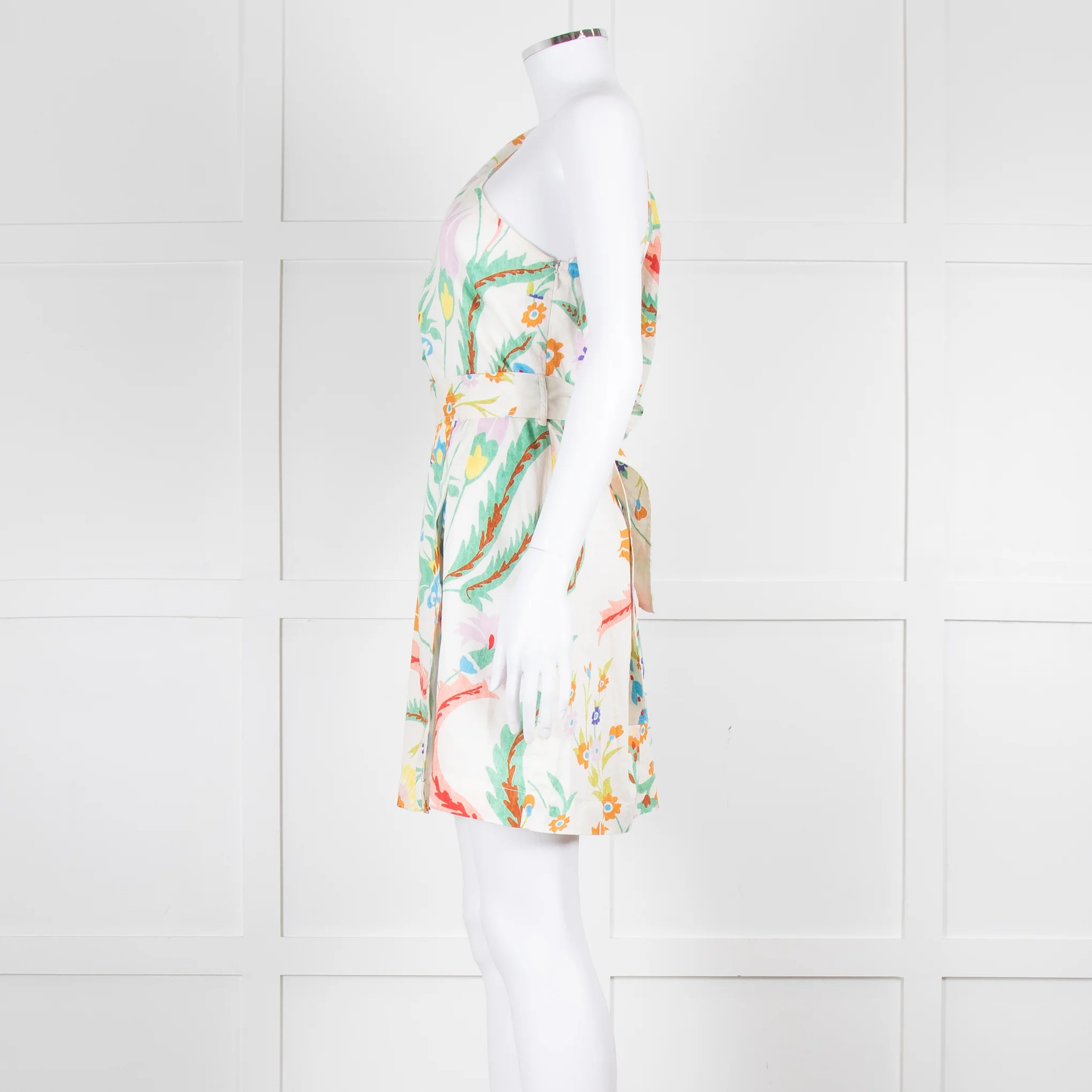 Claudie Pierlot Cream Multicolour Floral One Shoulder Belted Dress - Image 7