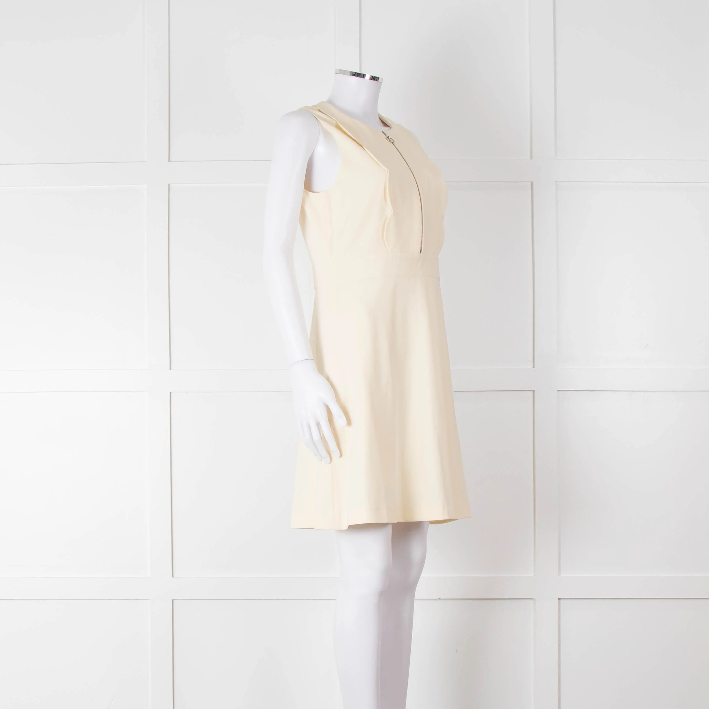 Claudie Pierlot Cream Scallop Edge Sleeveless Dress - Image 2