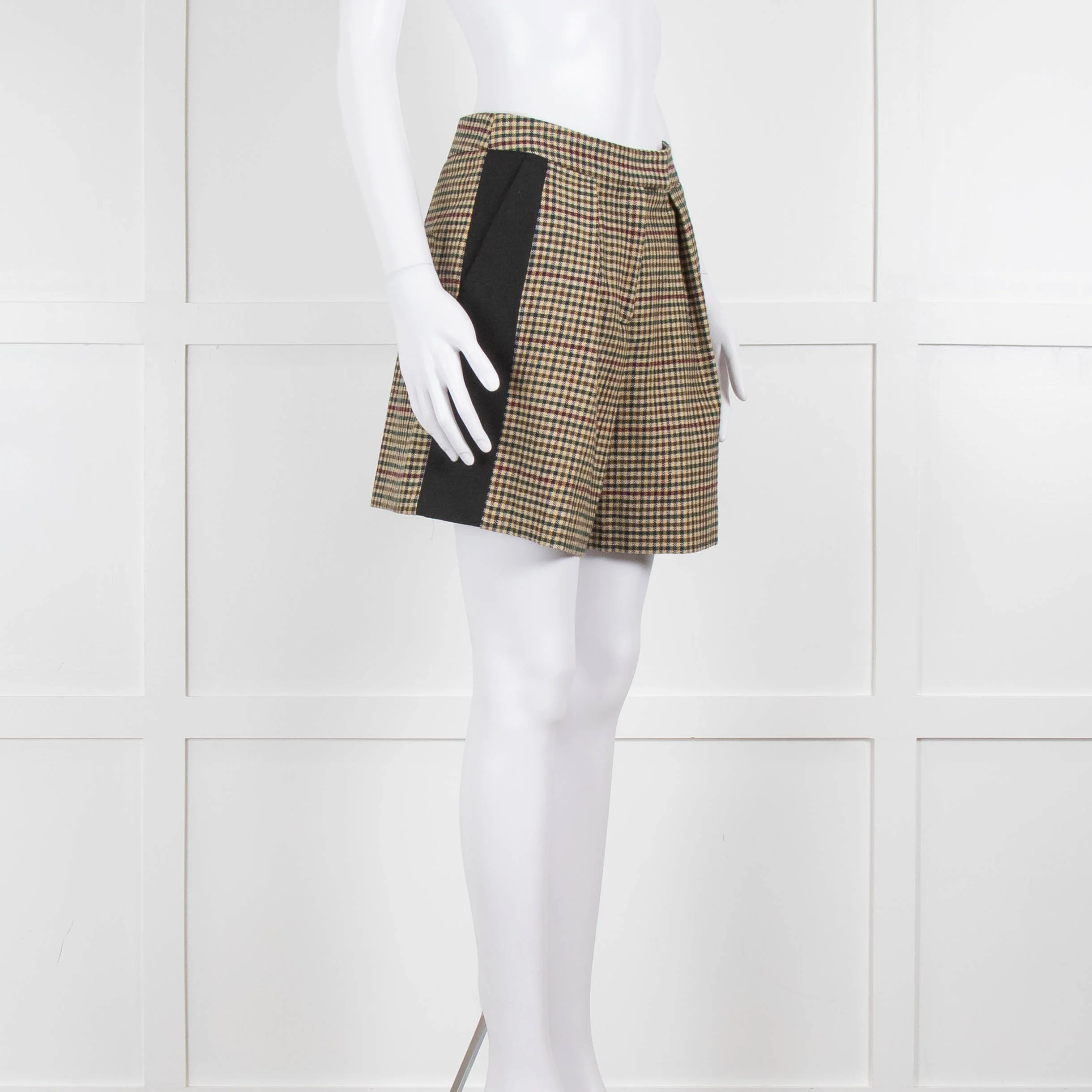Claudie Pierlot Green Cream Red Checked Shorts - Image 2