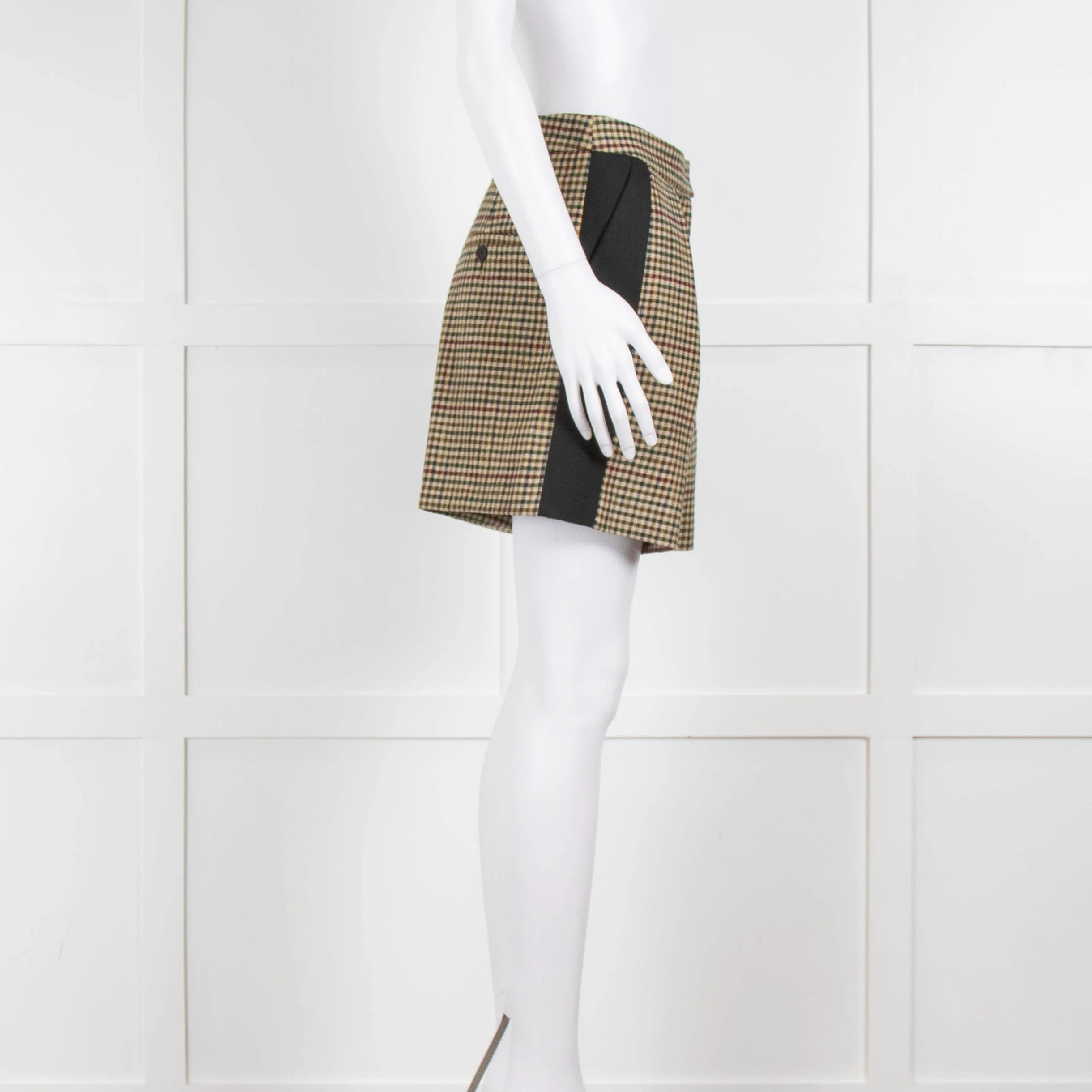Claudie Pierlot Green Cream Red Checked Shorts - Image 3