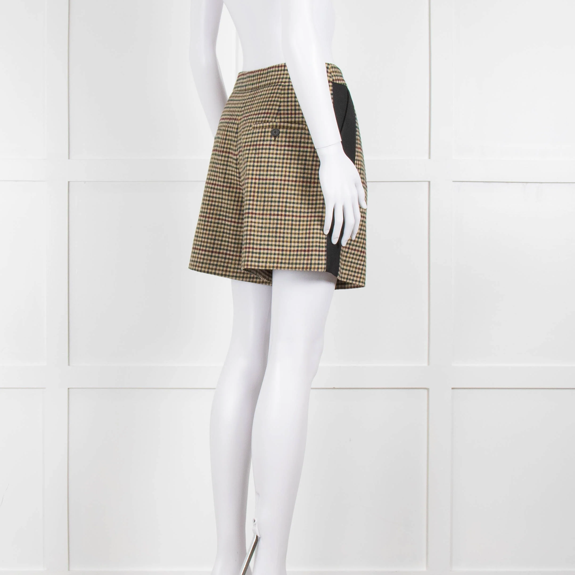 Claudie Pierlot Green Cream Red Checked Shorts - Image 4