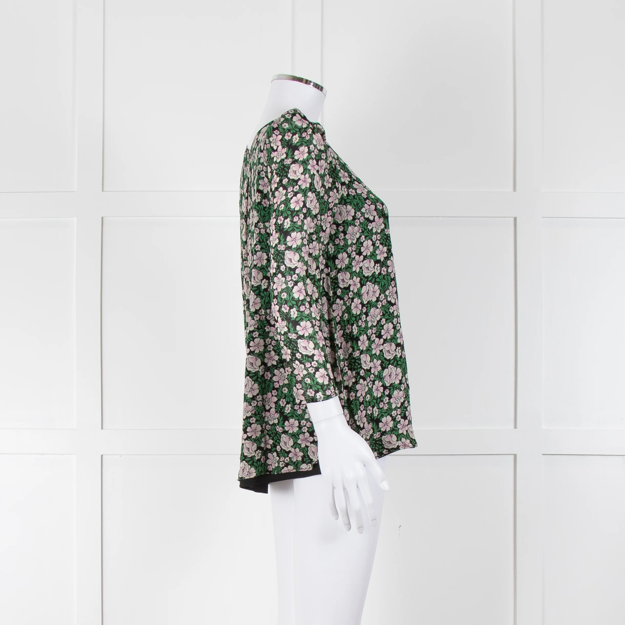 Claudie Pierlot Green Pink Floral Long Sleeve Top - Image 3
