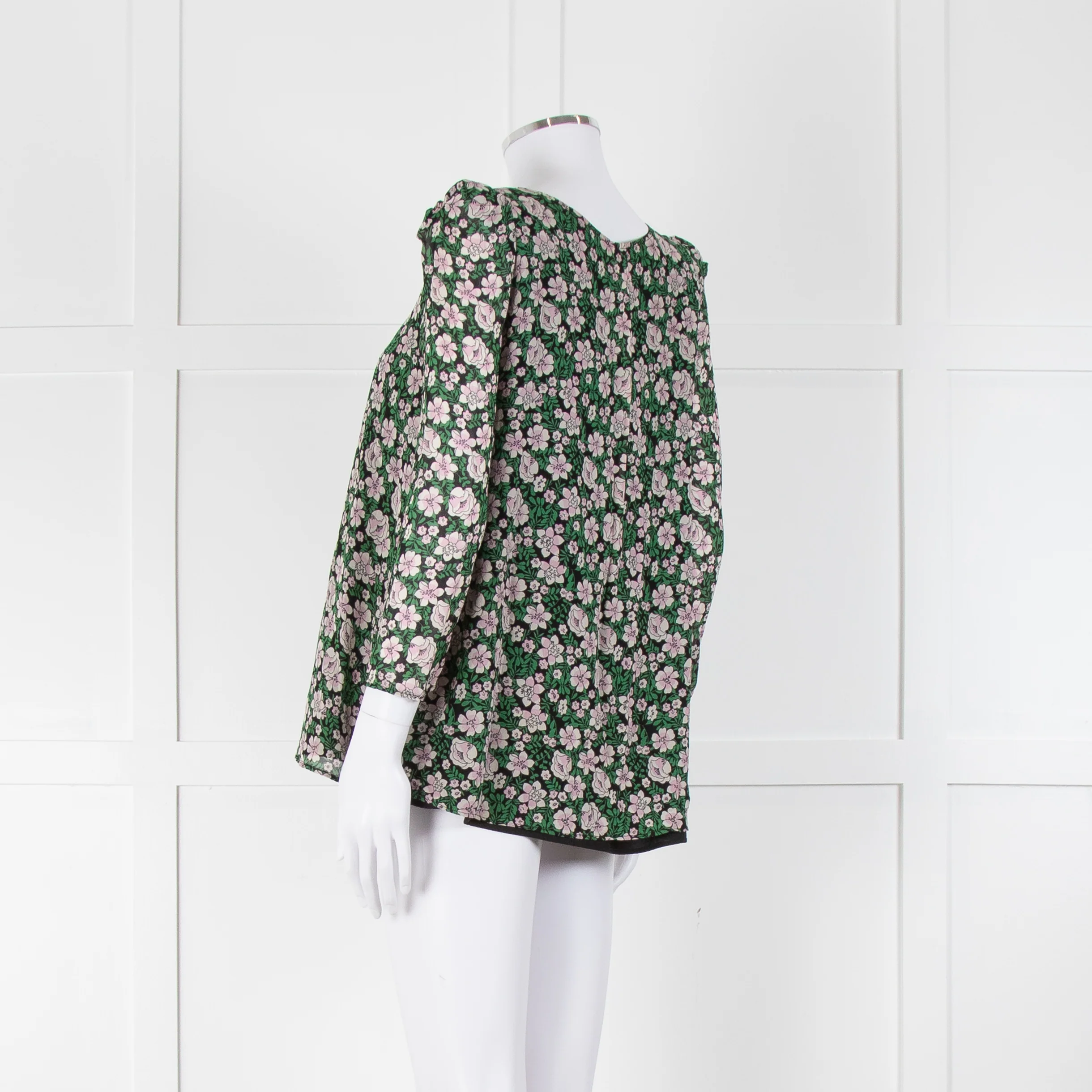 Claudie Pierlot Green Pink Floral Long Sleeve Top - Image 6
