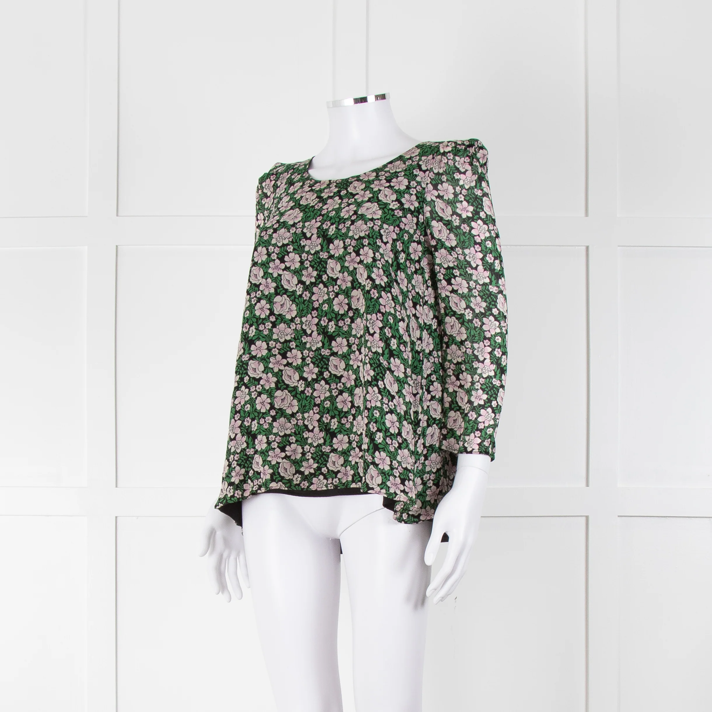 Claudie Pierlot Green Pink Floral Long Sleeve Top - Image 8