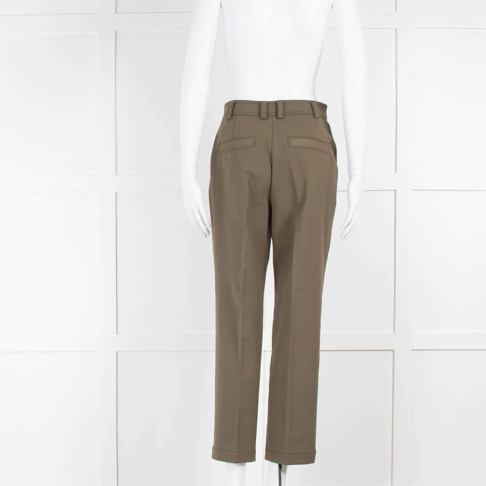 Claudie Pierlot Khaki Twill Square Pocket Trousers - Image 3