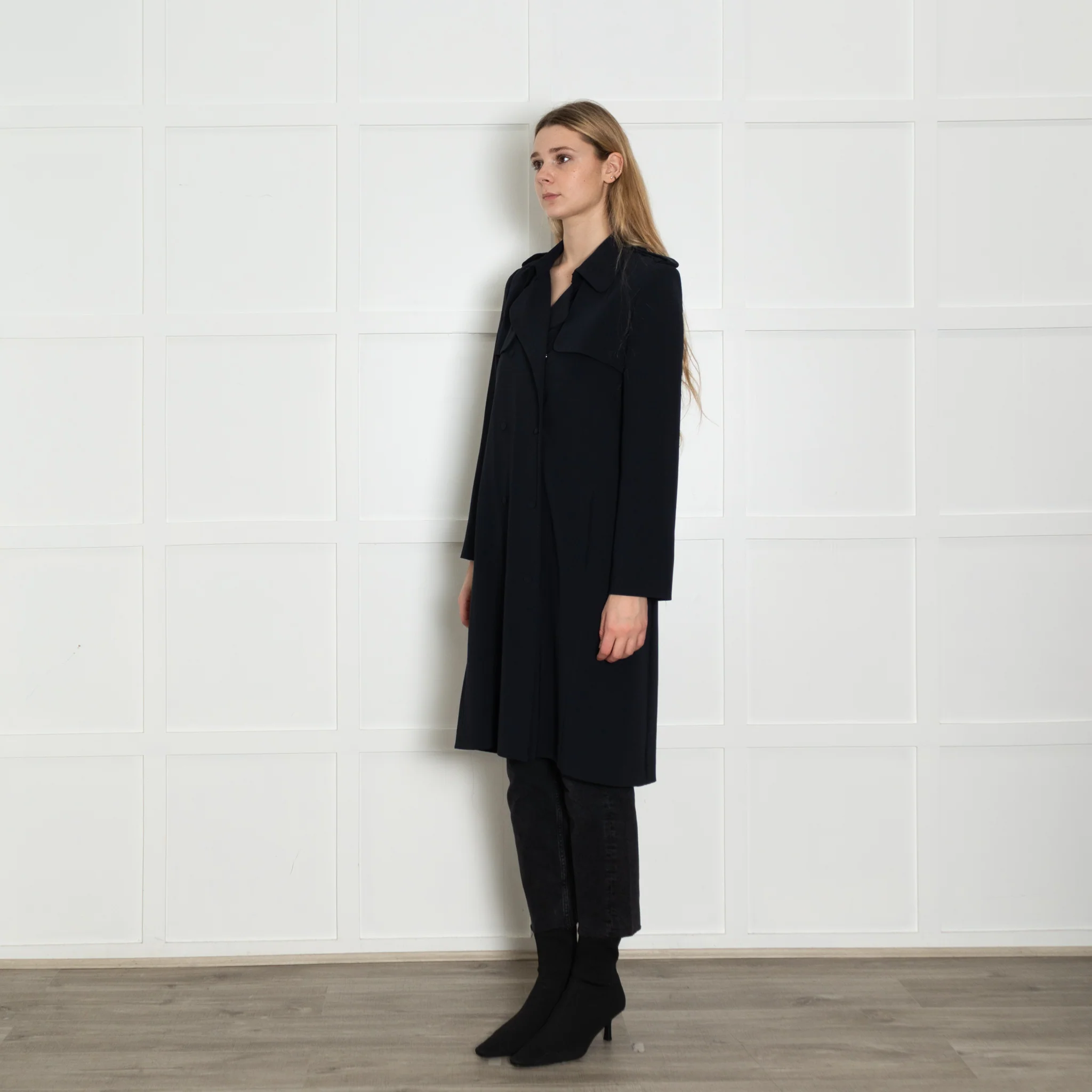 Claudie Pierlot Navy Duster Coat - Image 3