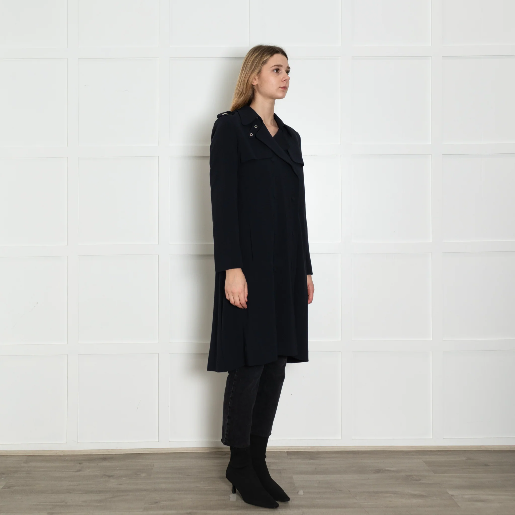 Claudie Pierlot Navy Duster Coat - Image 7