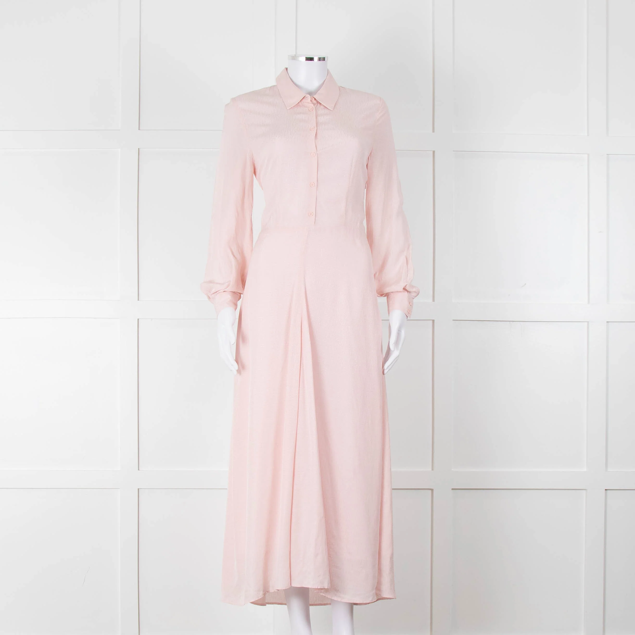 Claudie Pierlot Pale Rose Pink Long Sleeve Midi Dress