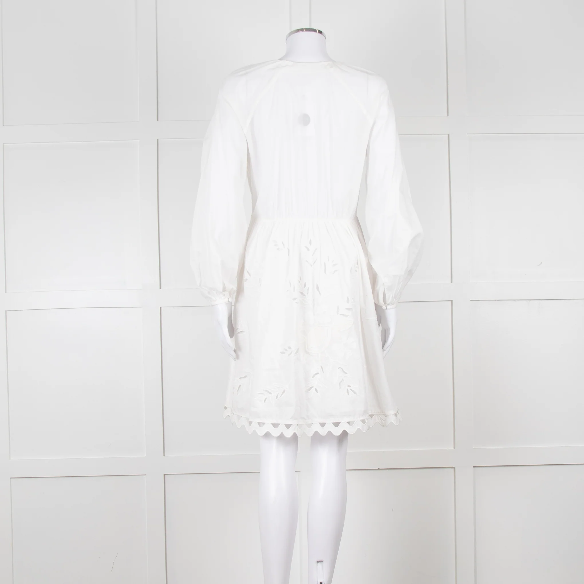 Claudie Pierlot White Lace Broderie Long Sleeve Mini Dress - Image 5