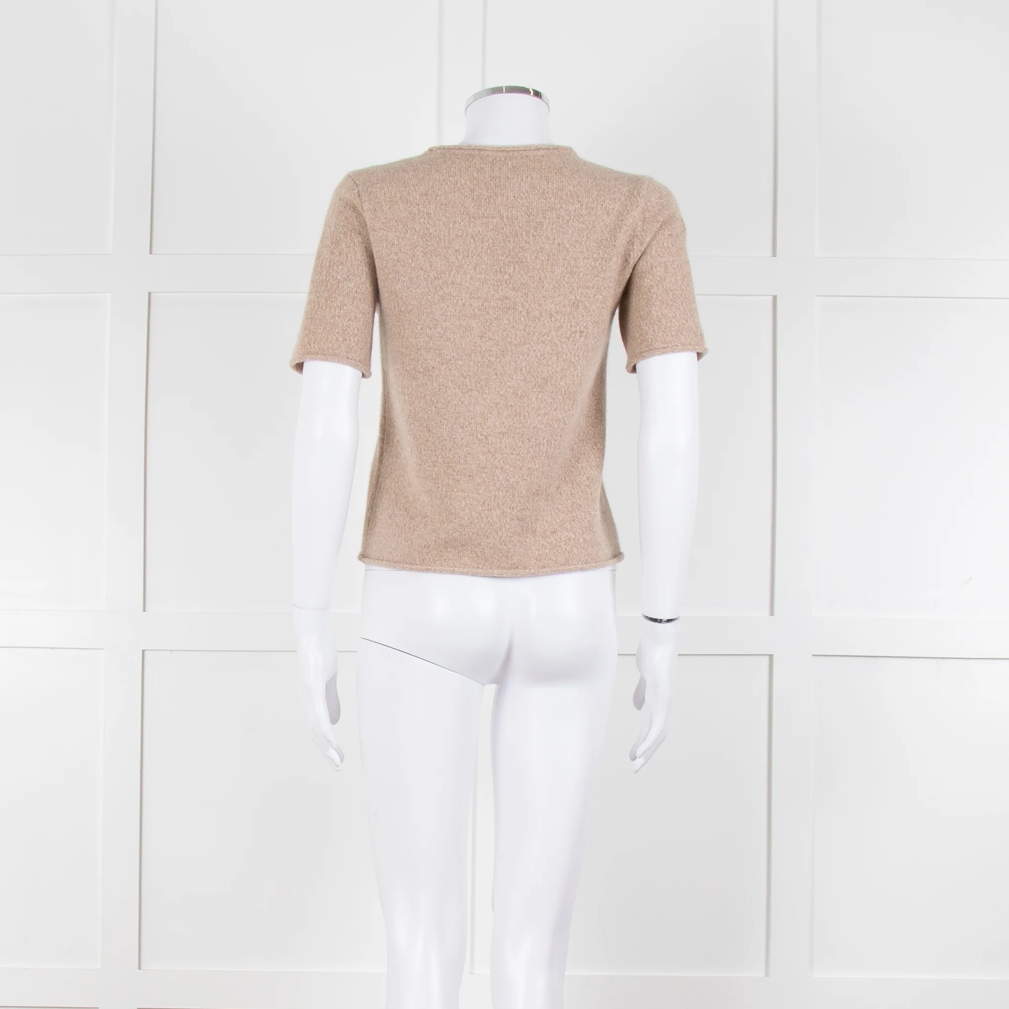 Club Monaco Beige Cashmere Short Sleeve Sweater - Image 5